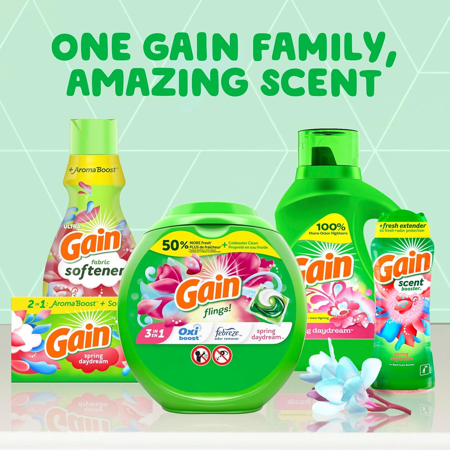 imageGain Liquid Laundry Detergent Spring Daydream Scent 154 fl oz 107 loads Freshness Odor Fighting Laundry Detergent Liquid Soap HE compatibleSpring Daydream