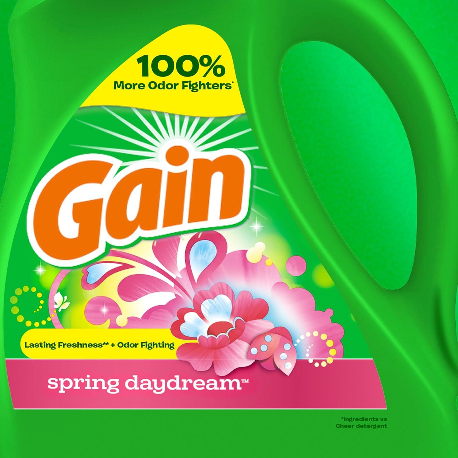 imageGain Liquid Laundry Detergent Spring Daydream Scent 154 fl oz 107 loads Freshness Odor Fighting Laundry Detergent Liquid Soap HE compatibleSpring Daydream