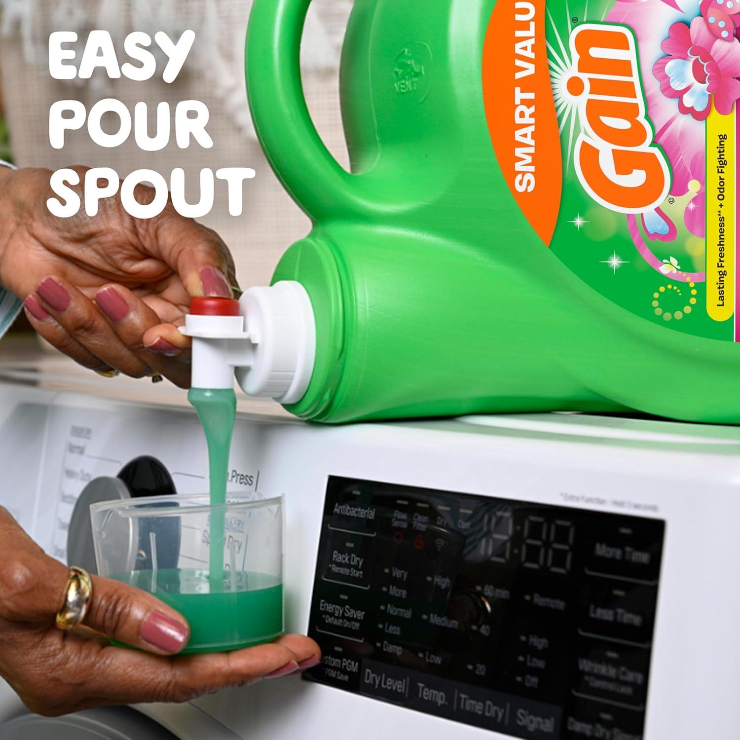 imageGain Liquid Laundry Detergent Spring Daydream Scent 154 fl oz 107 loads Freshness Odor Fighting Laundry Detergent Liquid Soap HE compatibleSpring Daydream