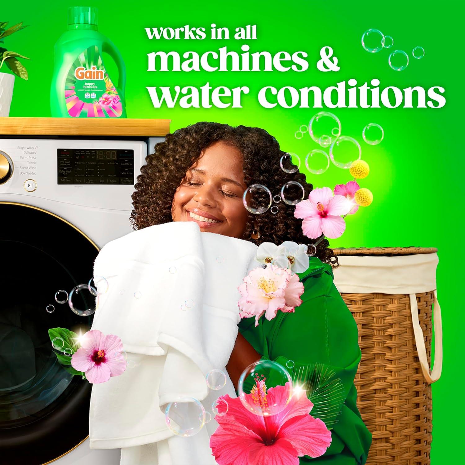 imageGain Liquid Laundry Detergent with Odor Defense All Day Freshness Happy Hibiscus Scent 132 fl oz 100 Loads Packaging May Vary