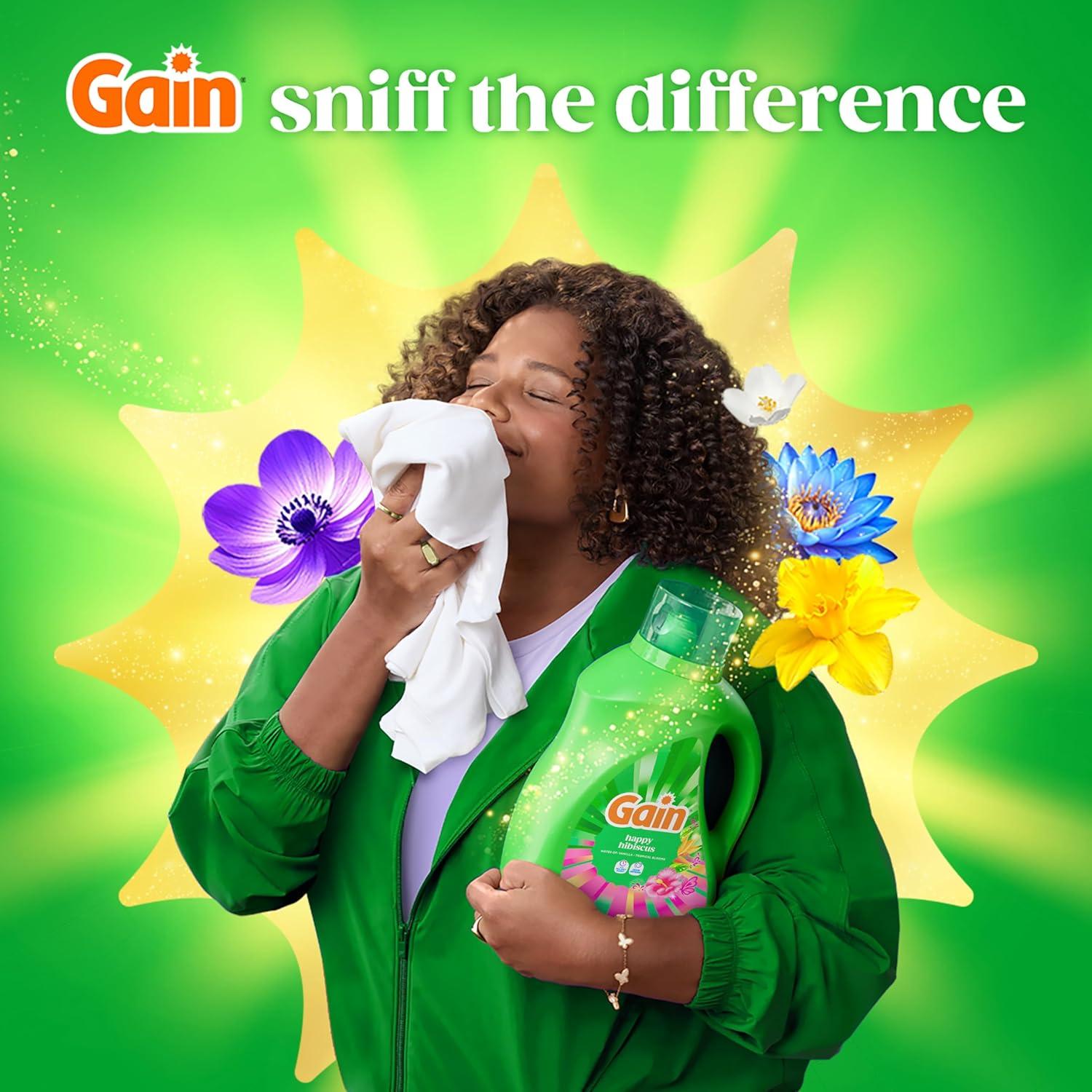 imageGain Liquid Laundry Detergent with Odor Defense All Day Freshness Happy Hibiscus Scent 132 fl oz 100 Loads Packaging May Vary
