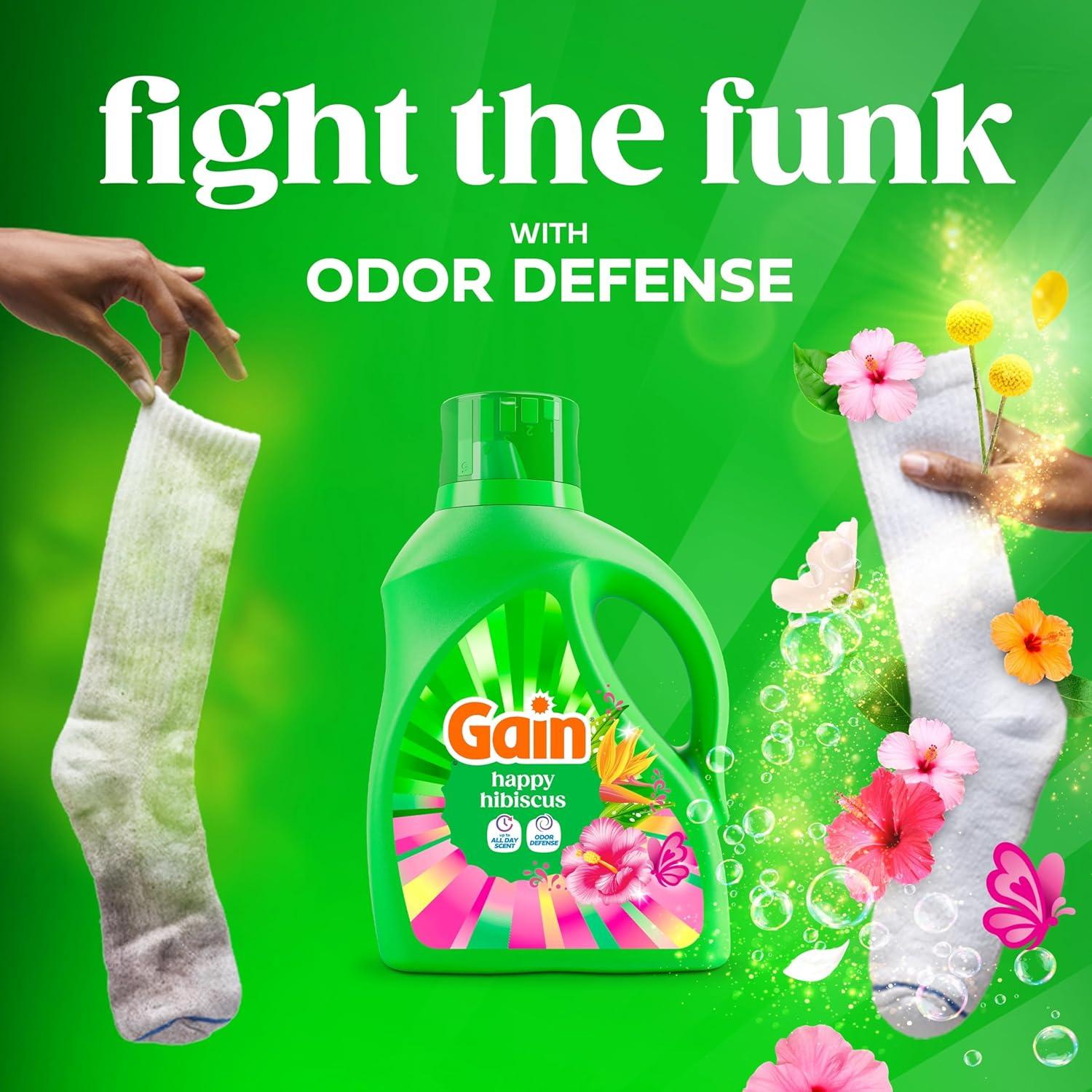 imageGain Liquid Laundry Detergent with Odor Defense All Day Freshness Happy Hibiscus Scent 132 fl oz 100 Loads Packaging May Vary