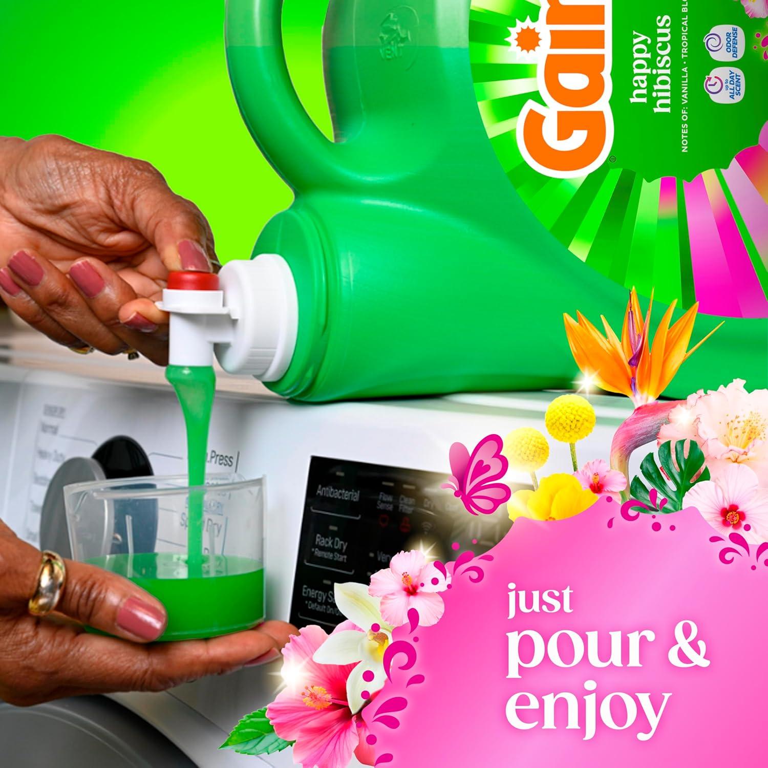 imageGain Liquid Laundry Detergent with Odor Defense All Day Freshness Happy Hibiscus Scent 132 fl oz 100 Loads Packaging May Vary