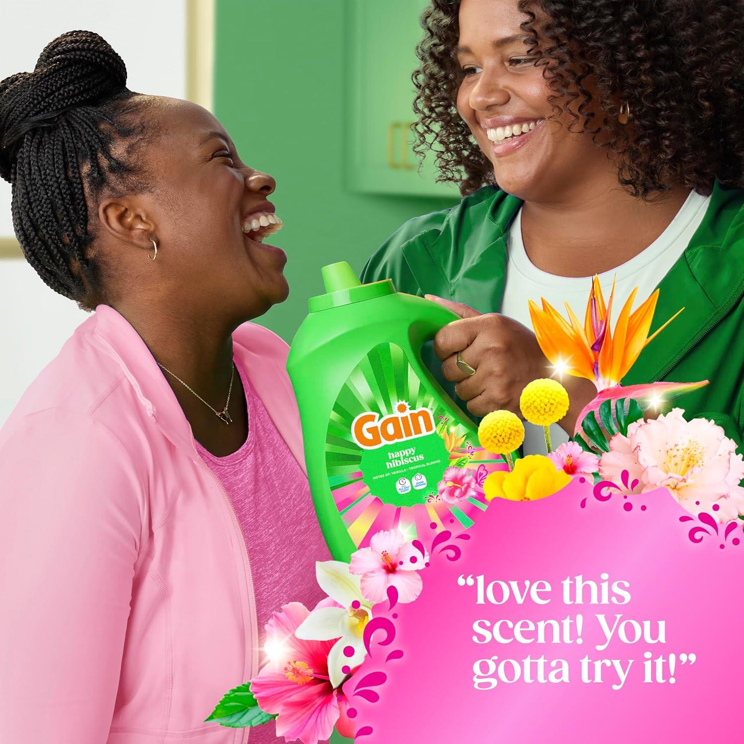 imageGain Liquid Laundry Detergent with Odor Defense All Day Freshness Happy Hibiscus Scent 132 fl oz 100 Loads Packaging May Vary