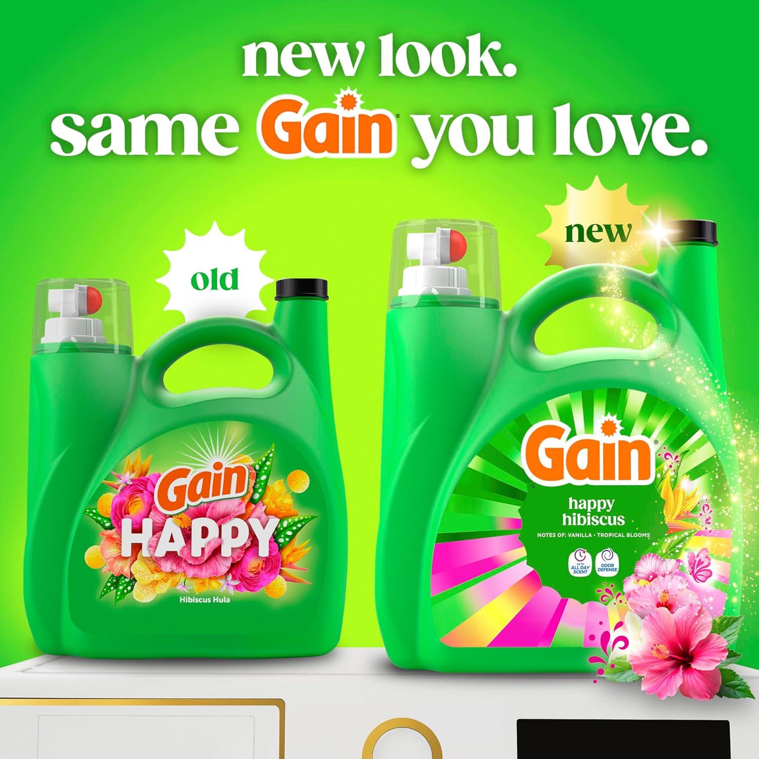 imageGain Liquid Laundry Detergent with Odor Defense All Day Freshness Happy Hibiscus Scent 132 fl oz 100 Loads Packaging May Vary