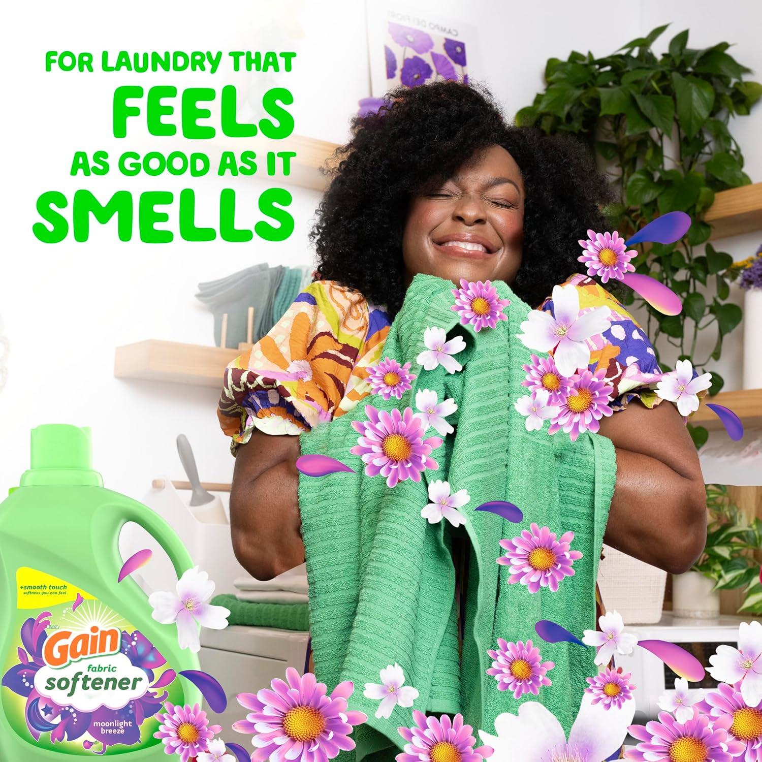 imageGain Moonlight Breeze Fabric Softener 140 FL OZ 190 Load Smooth Touch Laundry Conditioner LiquidMoonlight Breeze