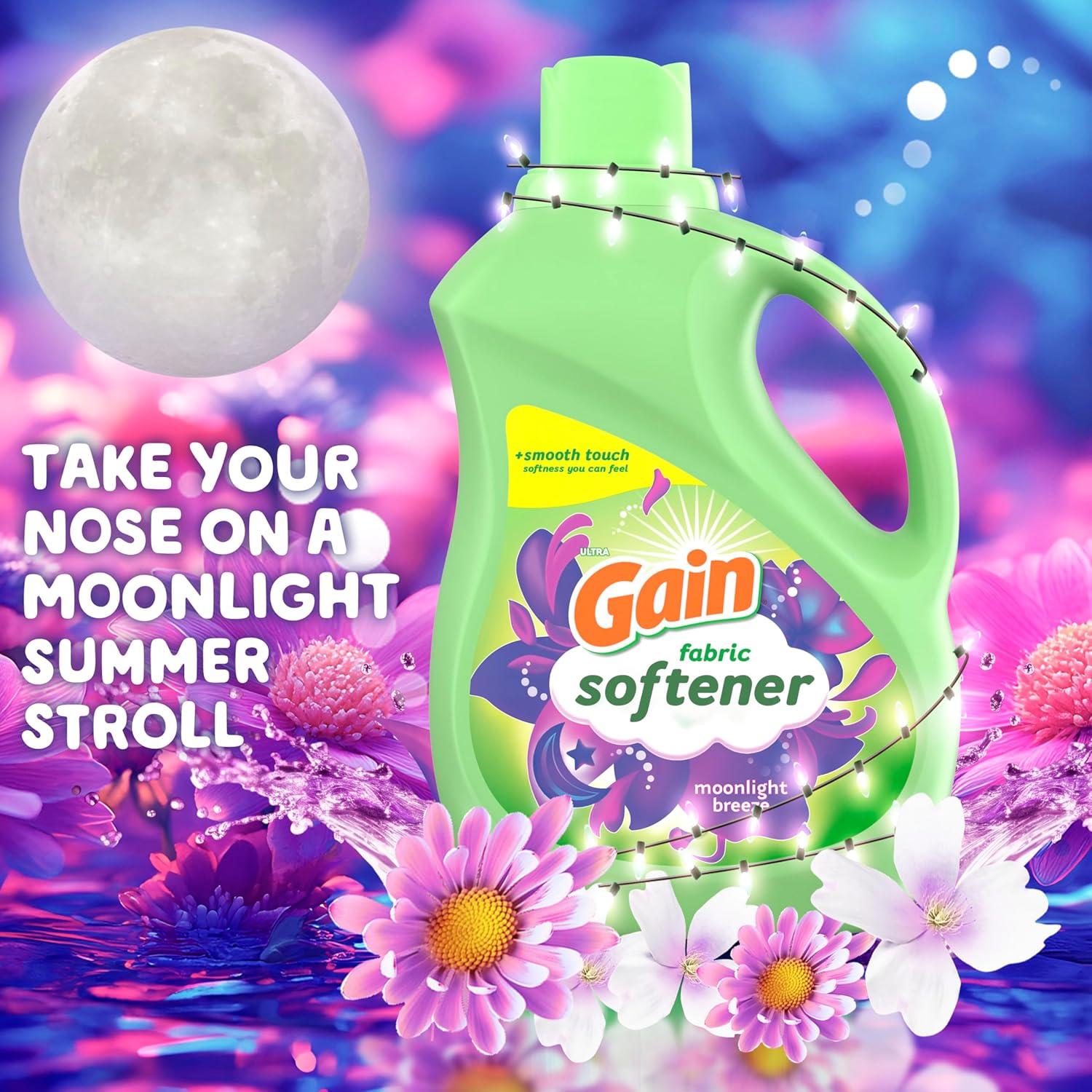 imageGain Moonlight Breeze Fabric Softener 140 FL OZ 190 Load Smooth Touch Laundry Conditioner LiquidMoonlight Breeze