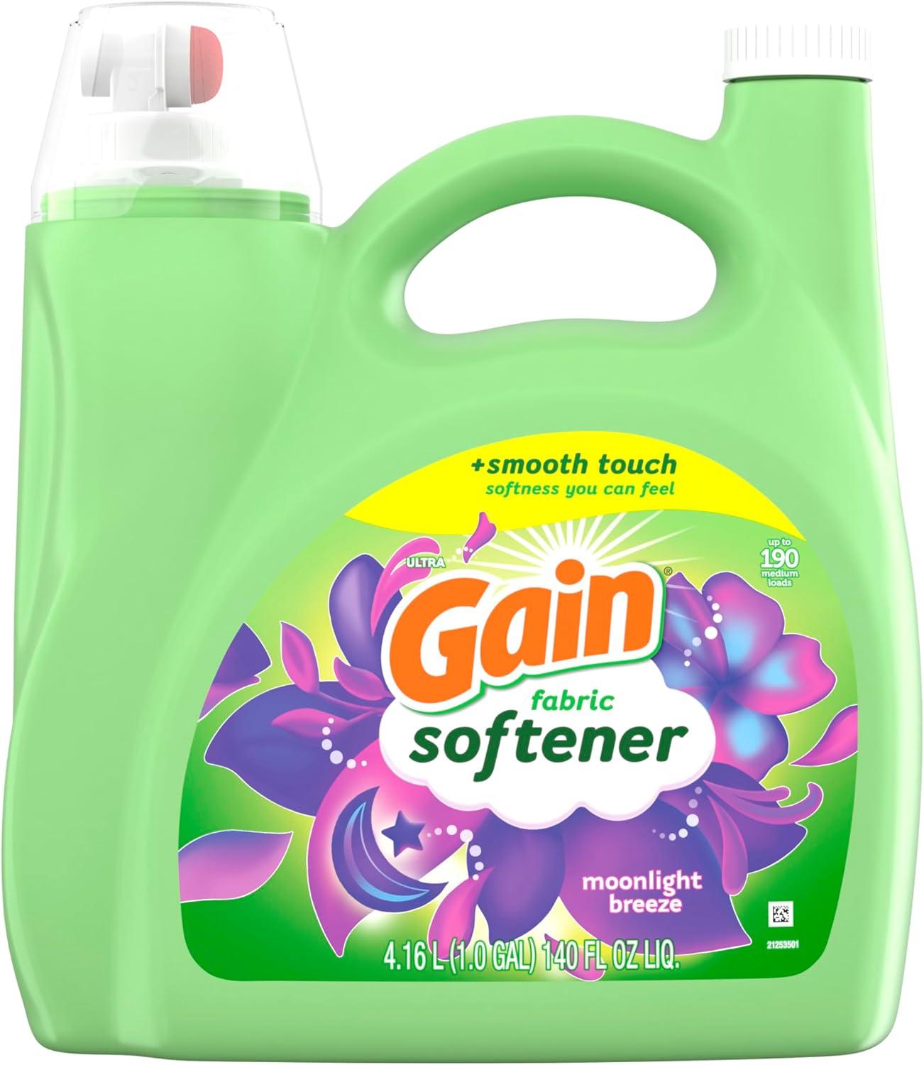 imageGain Moonlight Breeze Fabric Softener 140 FL OZ 190 Load Smooth Touch Laundry Conditioner LiquidMoonlight Breeze