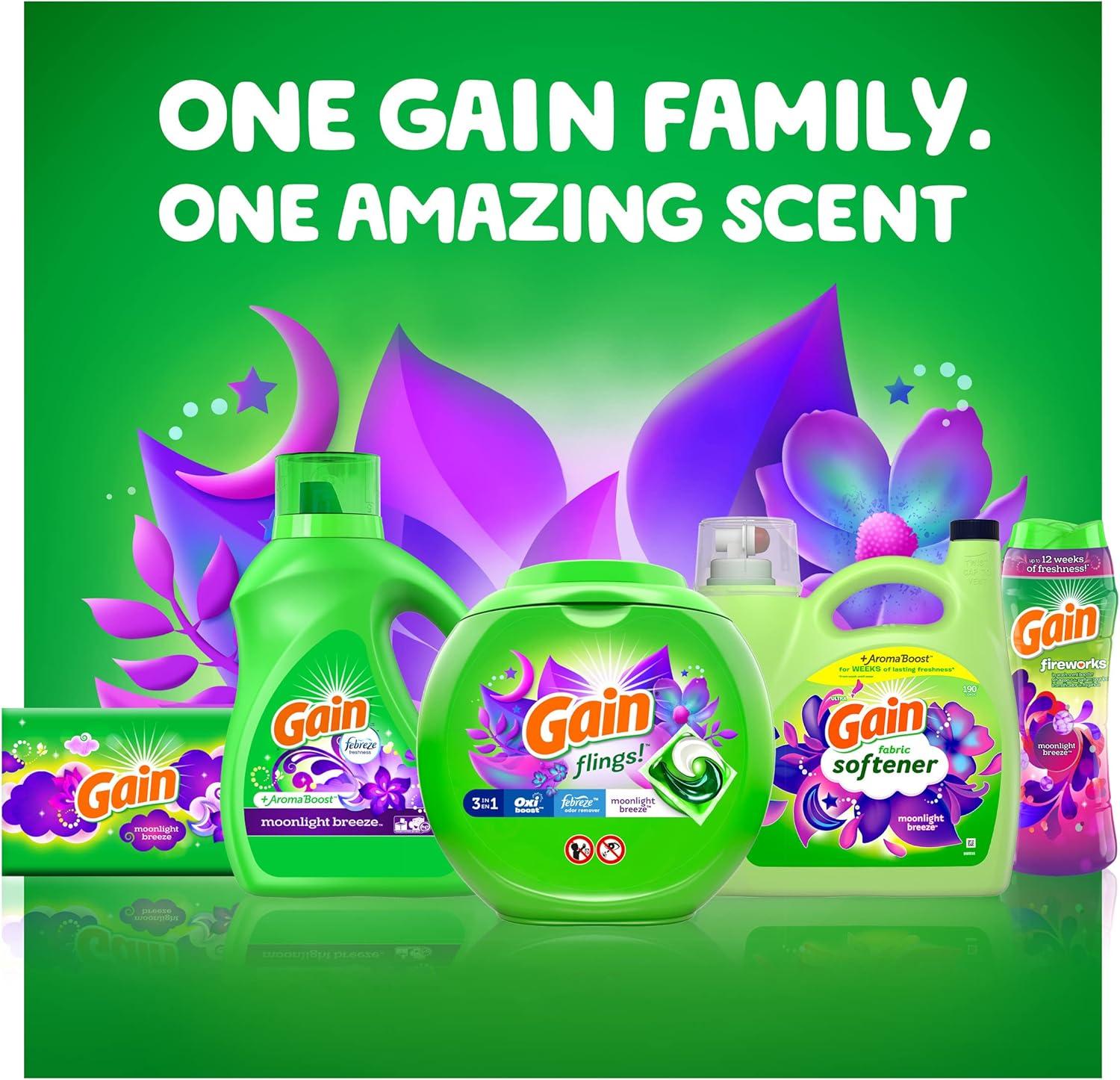 imageGain Moonlight Breeze Fabric Softener 140 FL OZ 190 Load Smooth Touch Laundry Conditioner LiquidMoonlight Breeze