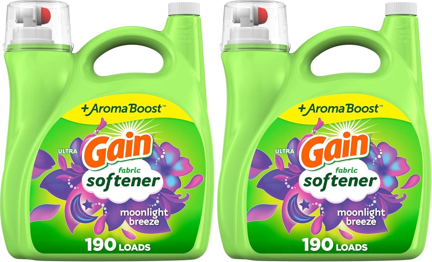 imageGain Moonlight Breeze Fabric Softener 140 FL OZ 190 Load Smooth Touch Laundry Conditioner LiquidMoonlight Breeze