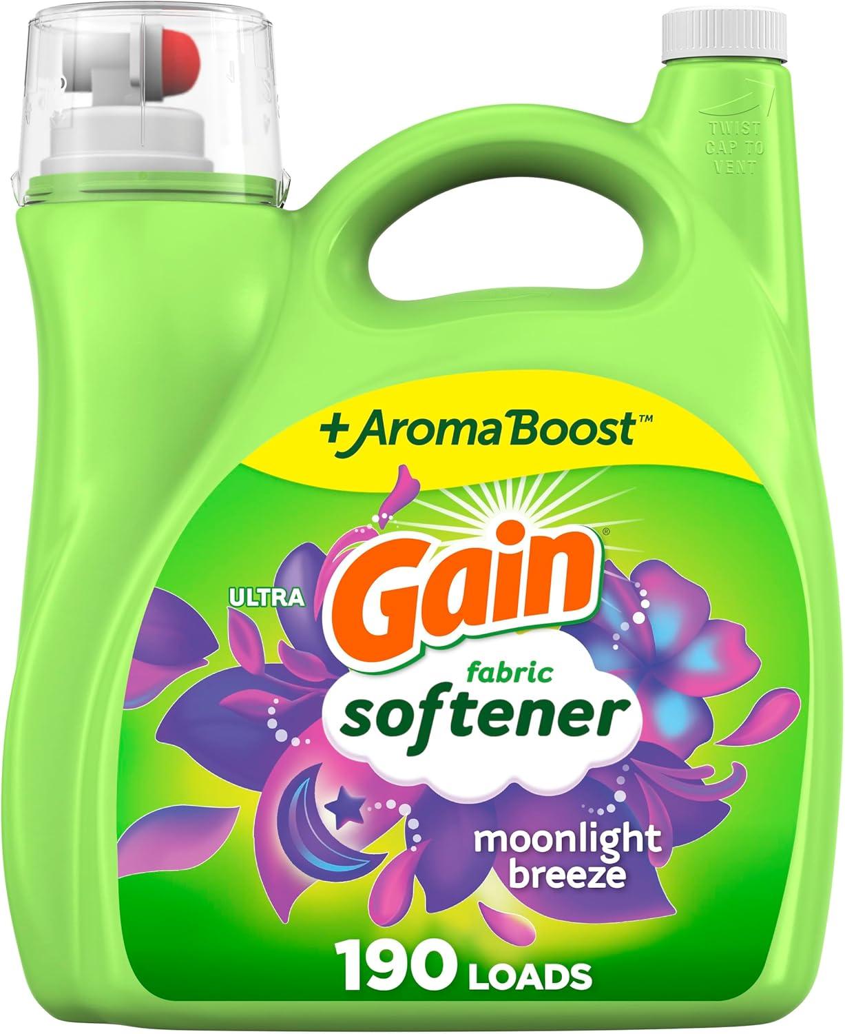 imageGain Moonlight Breeze Fabric Softener 140 FL OZ 190 Load Smooth Touch Laundry Conditioner LiquidMoonlight Breeze