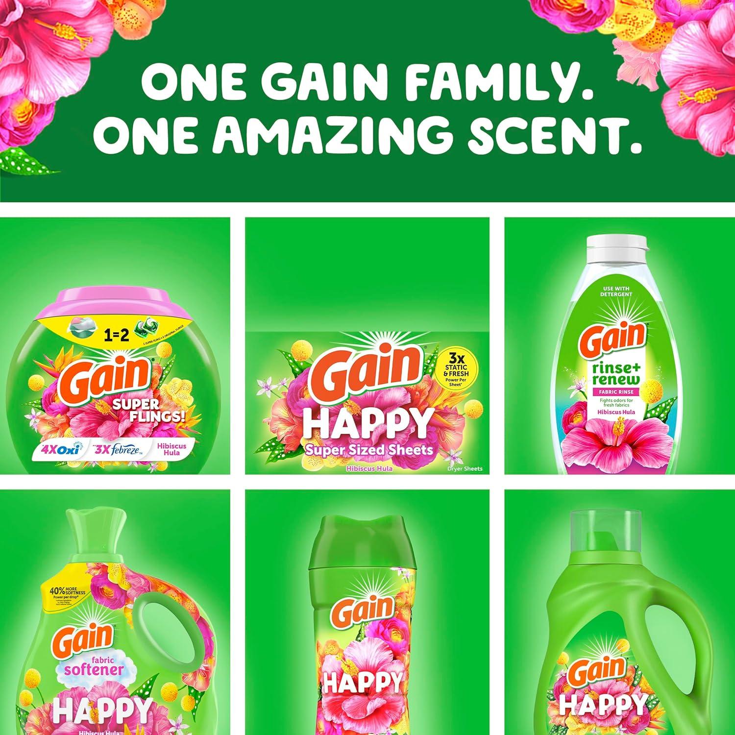 imageGain Plus Flings Liquid Washing Detergent Pods Gains Best Clean AllInOne Happy Hibiscus Scent Laundry Pacs 45 Count Packaging May VaryHibiscus Hula