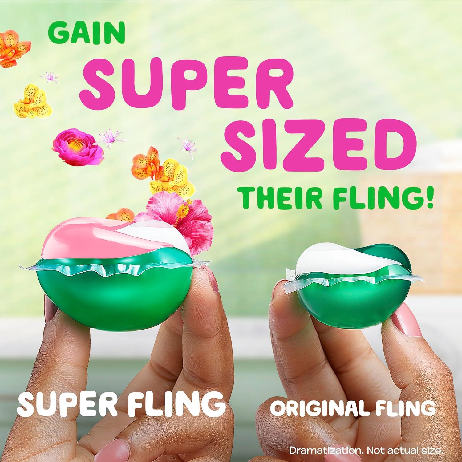 imageGain Plus Flings Liquid Washing Detergent Pods Gains Best Clean AllInOne Happy Hibiscus Scent Laundry Pacs 45 Count Packaging May VaryHibiscus Hula