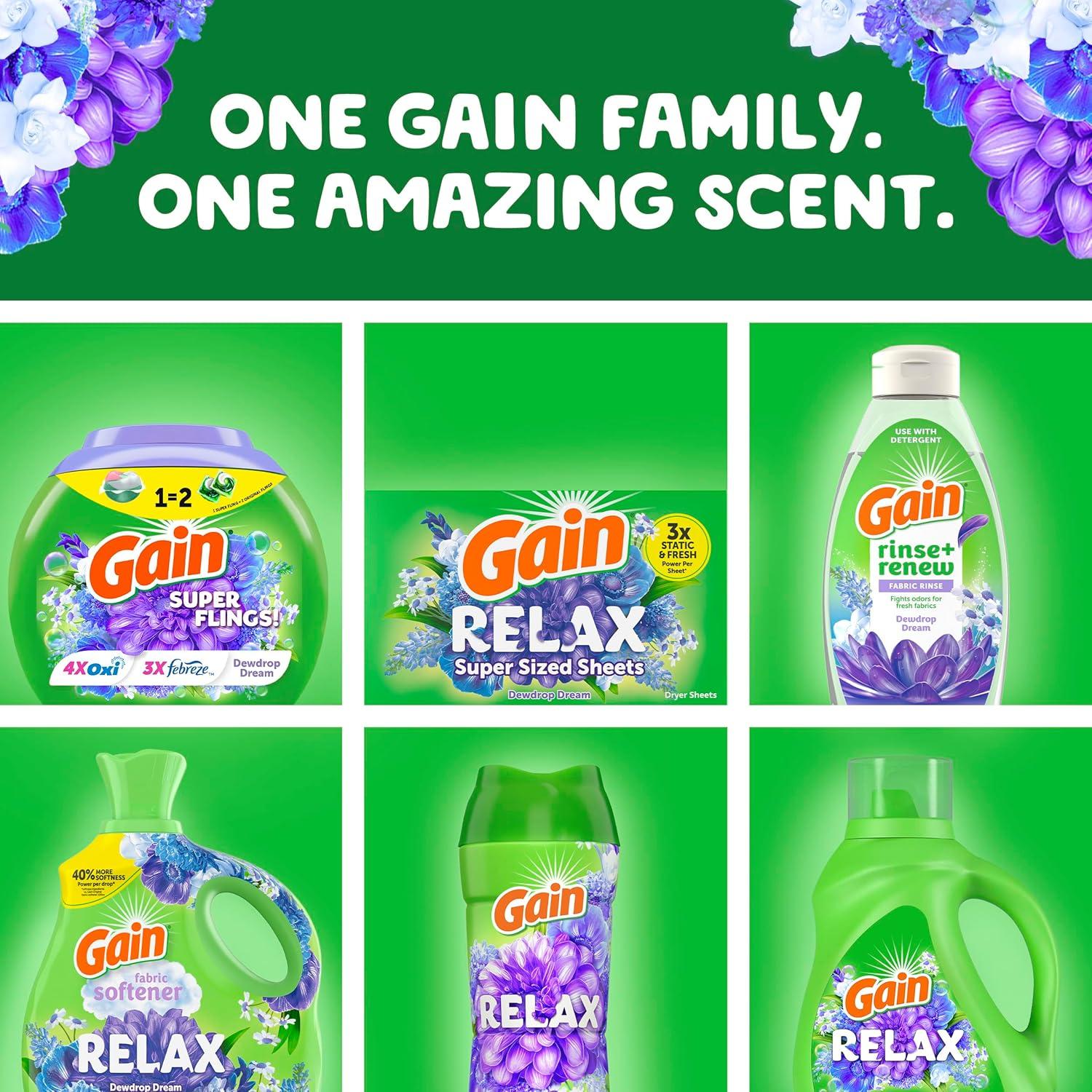 imageGain Super Flings Laundry Detergent Pacs 45 Count Dewdrop Dream scent clean and fresh washing detergent laundry soap pacs1 Count Pack of 45