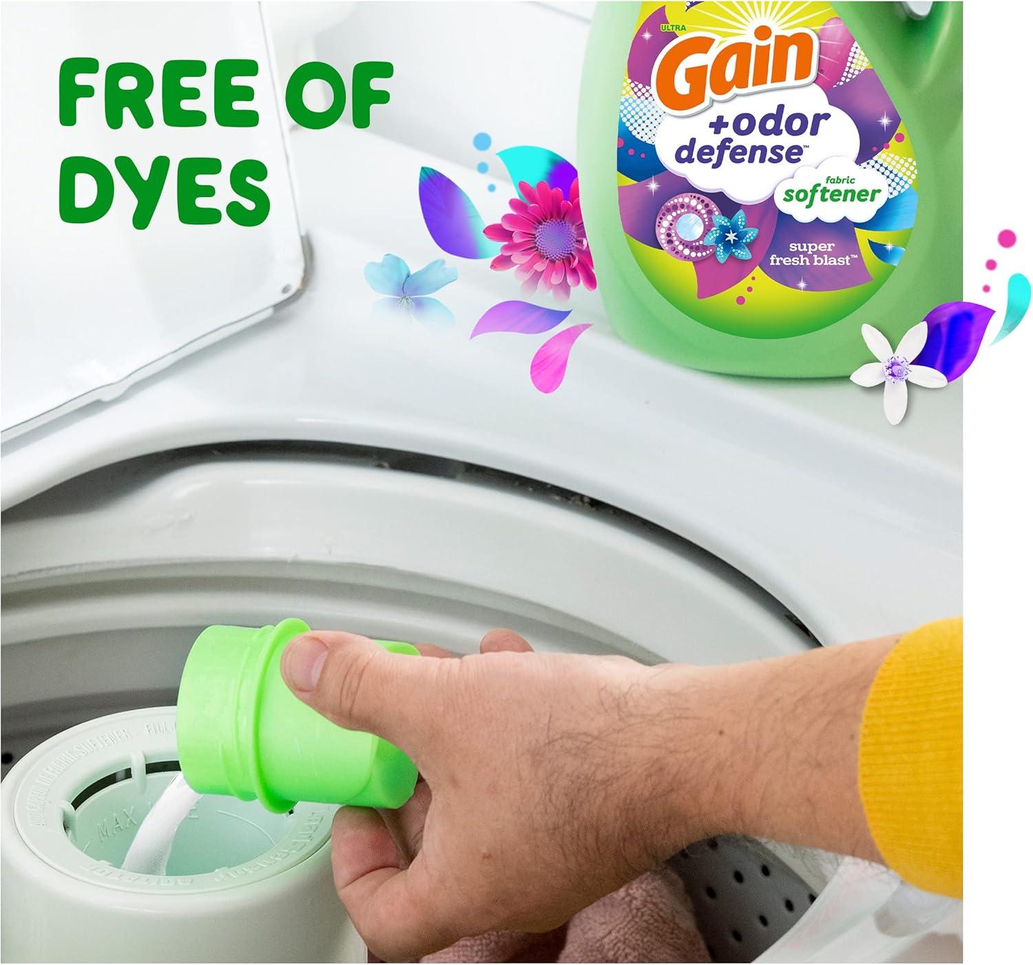 imageGain Super Fresh Blast Liquid Odor Defense Fabric Softener 140 FL OZ 190 Load Softening Laundry Conditioner for 2 in 1 Freshness plus Odor ProtectionSUPER FRESH BLAST