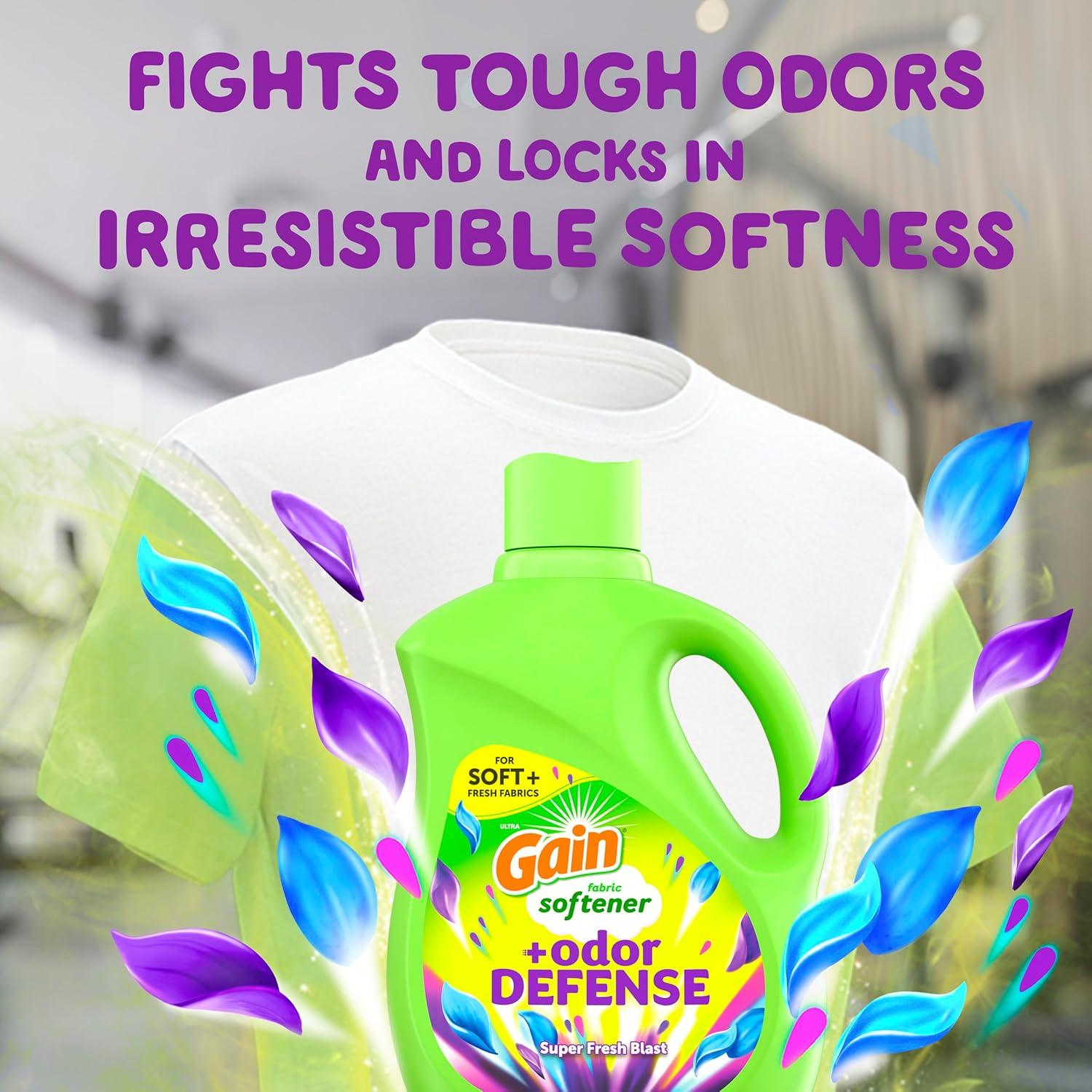 imageGain Super Fresh Blast Liquid Odor Defense Fabric Softener 140 FL OZ 190 Load Softening Laundry Conditioner for 2 in 1 Freshness plus Odor ProtectionSUPER FRESH BLAST