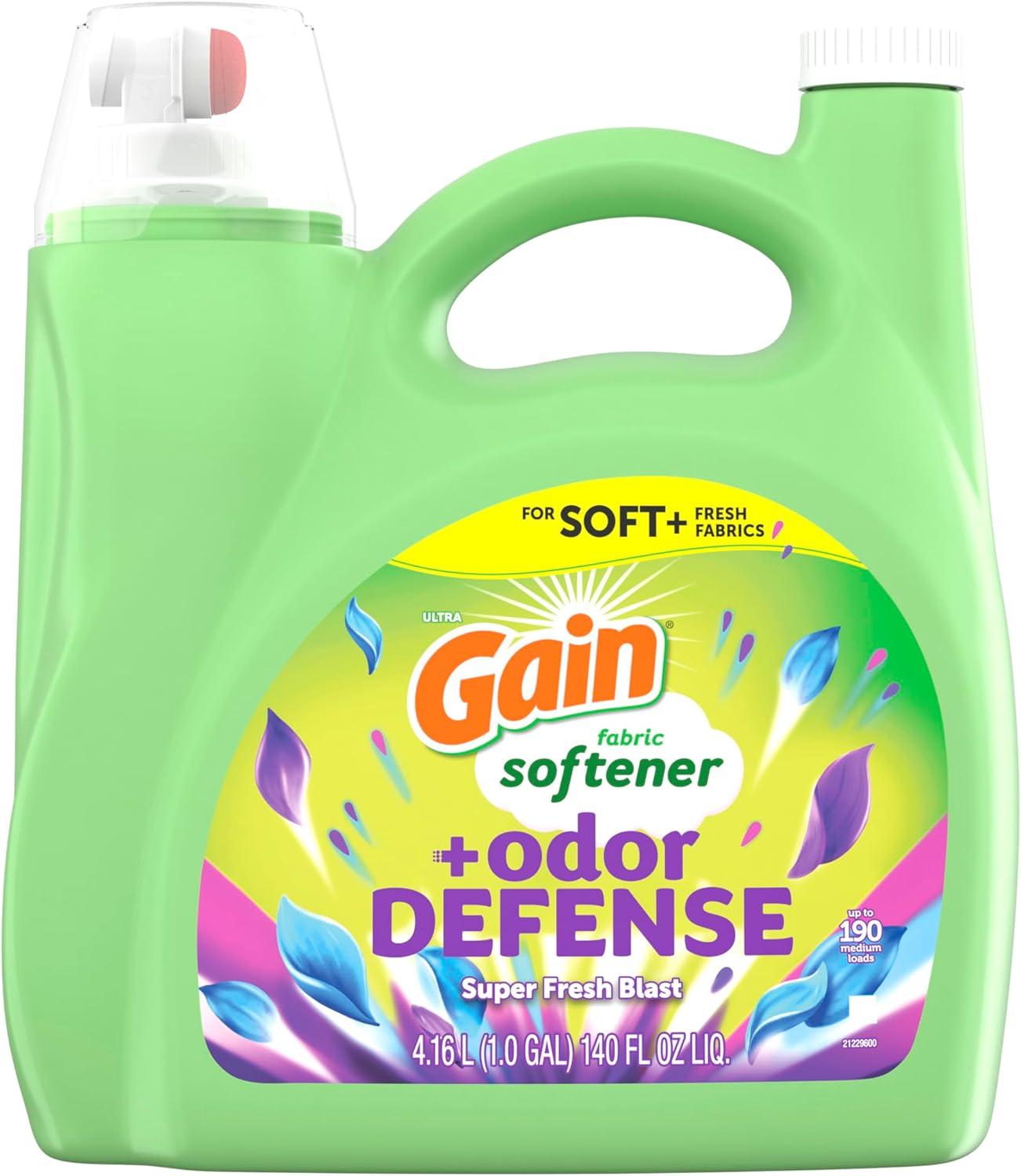 imageGain Super Fresh Blast Liquid Odor Defense Fabric Softener 140 FL OZ 190 Load Softening Laundry Conditioner for 2 in 1 Freshness plus Odor ProtectionSUPER FRESH BLAST