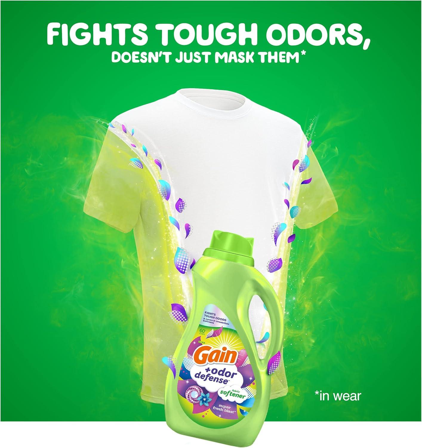 imageGain Super Fresh Blast Liquid Odor Defense Fabric Softener 140 FL OZ 190 Load Softening Laundry Conditioner for 2 in 1 Freshness plus Odor ProtectionSUPER FRESH BLAST
