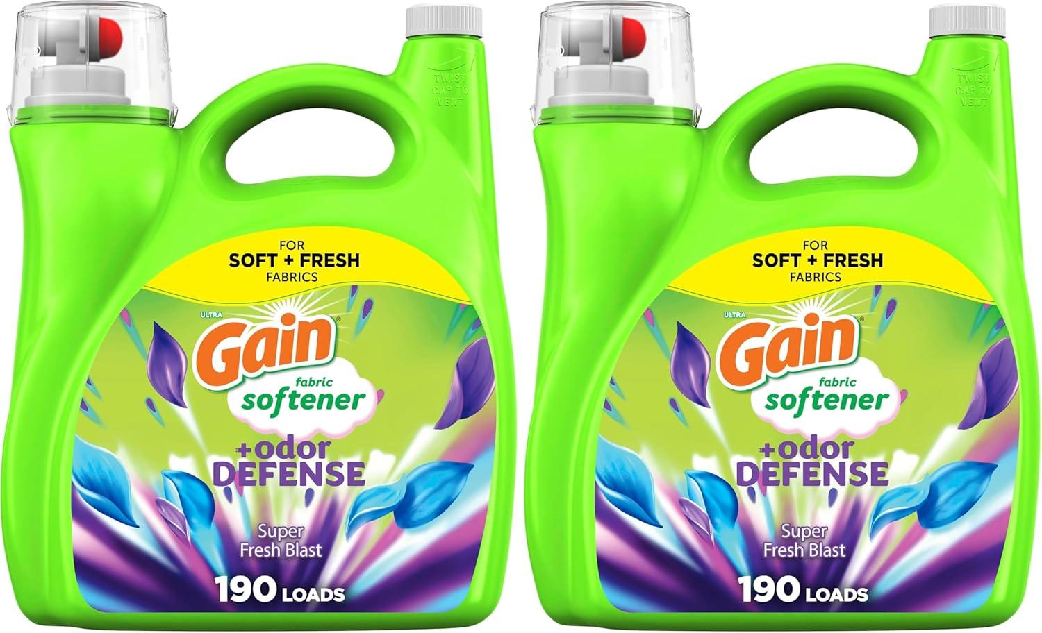 imageGain Super Fresh Blast Liquid Odor Defense Fabric Softener 140 FL OZ 190 Load Softening Laundry Conditioner for 2 in 1 Freshness plus Odor ProtectionSUPER FRESH BLAST