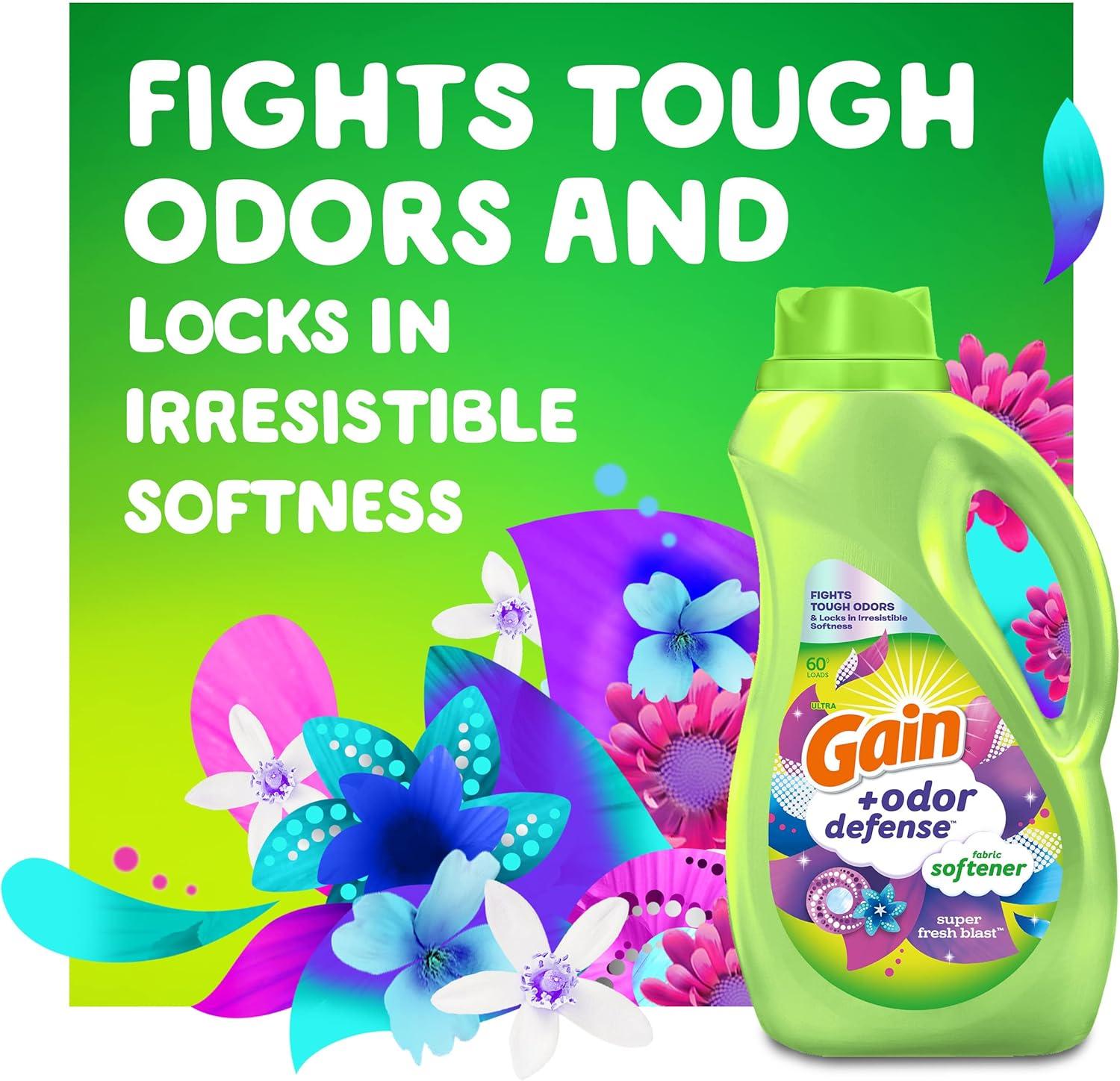 imageGain Super Fresh Blast Liquid Odor Defense Fabric Softener 140 FL OZ 190 Load Softening Laundry Conditioner for 2 in 1 Freshness plus Odor ProtectionSUPER FRESH BLAST