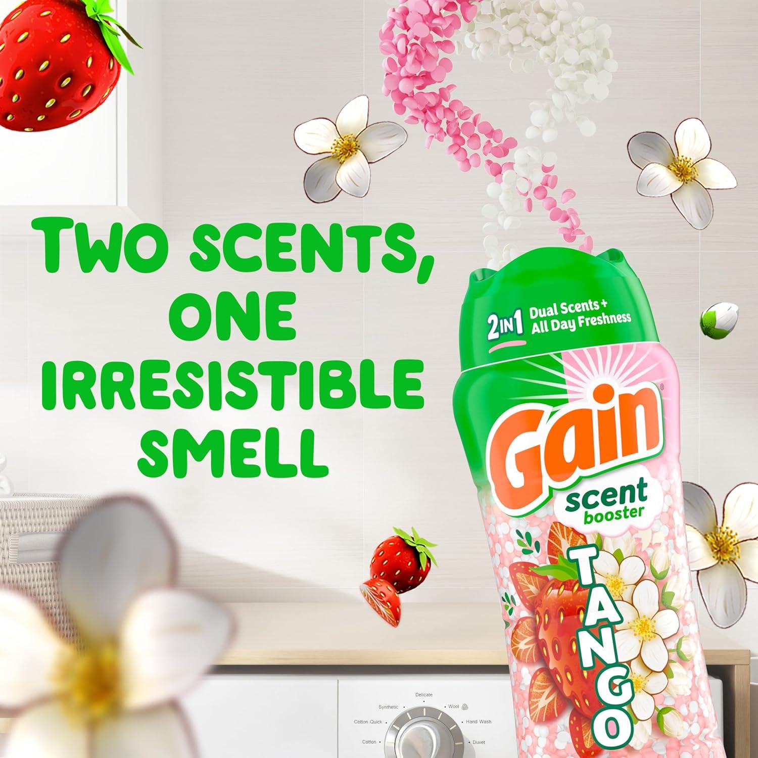 imageGain Tango 2in1 Laundry Scent Booster Beads Strawberry and Shea Scent 211 oz Laundry Beads with Dual Scents Plus All Day FreshnessStrawberry Shea
