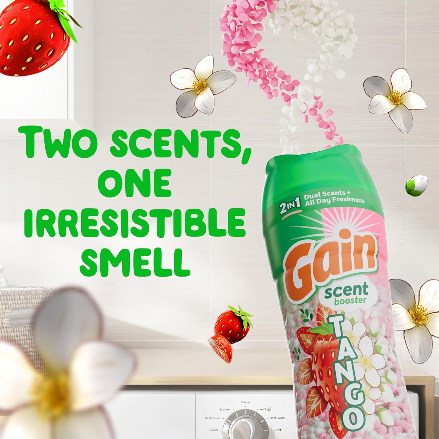 imageGain Tango 2in1 Laundry Scent Booster Beads Strawberry and Shea Scent 211 oz Laundry Beads with Dual Scents Plus All Day FreshnessStrawberry Shea