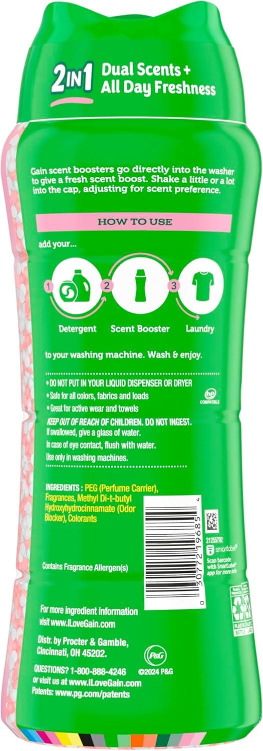 imageGain Tango 2in1 Laundry Scent Booster Beads Strawberry and Shea Scent 211 oz Laundry Beads with Dual Scents Plus All Day FreshnessStrawberry Shea