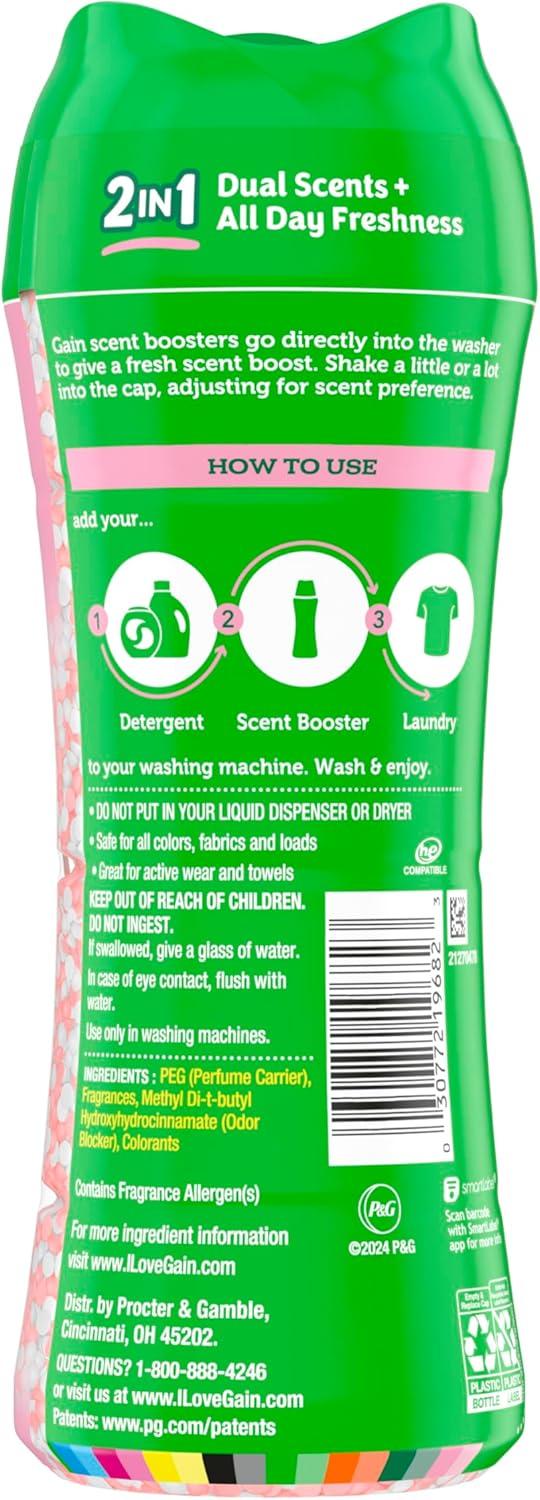 imageGain Tango 2in1 Laundry Scent Booster Beads Strawberry and Shea Scent 211 oz Laundry Beads with Dual Scents Plus All Day FreshnessStrawberry Shea