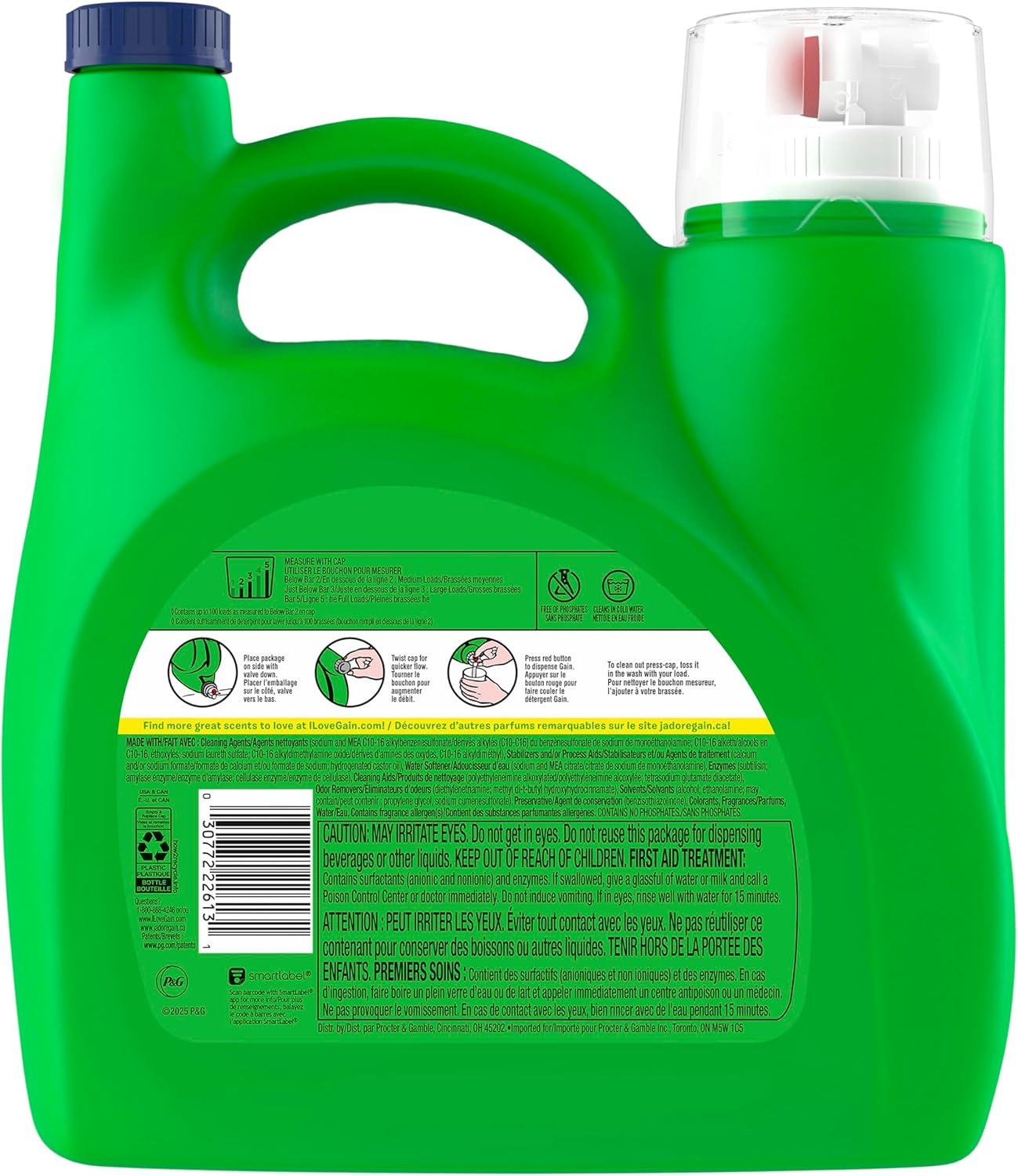 imageGain Ultra Oxi Liquid Laundry Detergent 128 loads 184 fl oz Waterfall Delight Scent 2in1 HE CompatibleWaterfall Delight