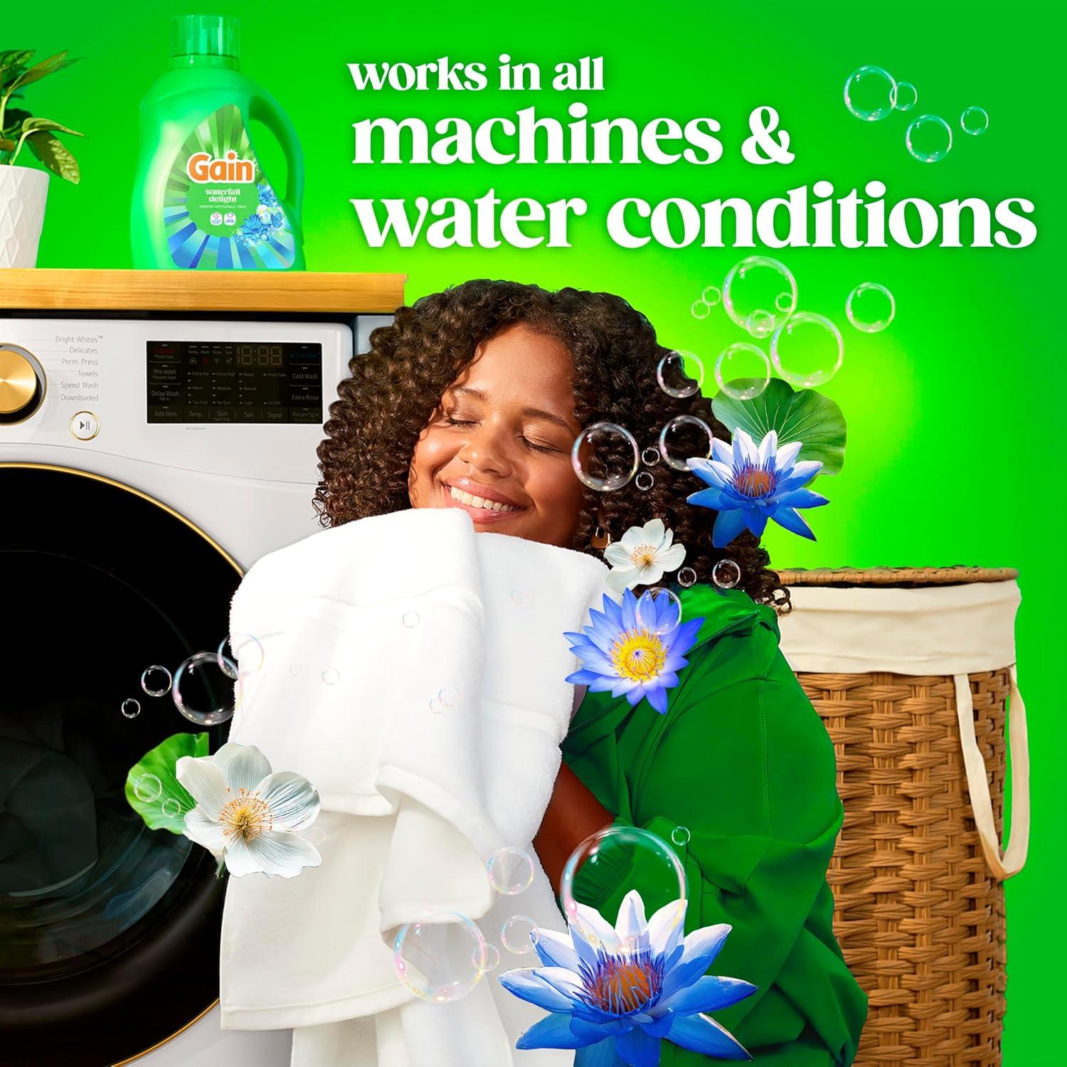 imageGain Ultra Oxi Liquid Laundry Detergent 128 loads 184 fl oz Waterfall Delight Scent 2in1 HE CompatibleWaterfall Delight