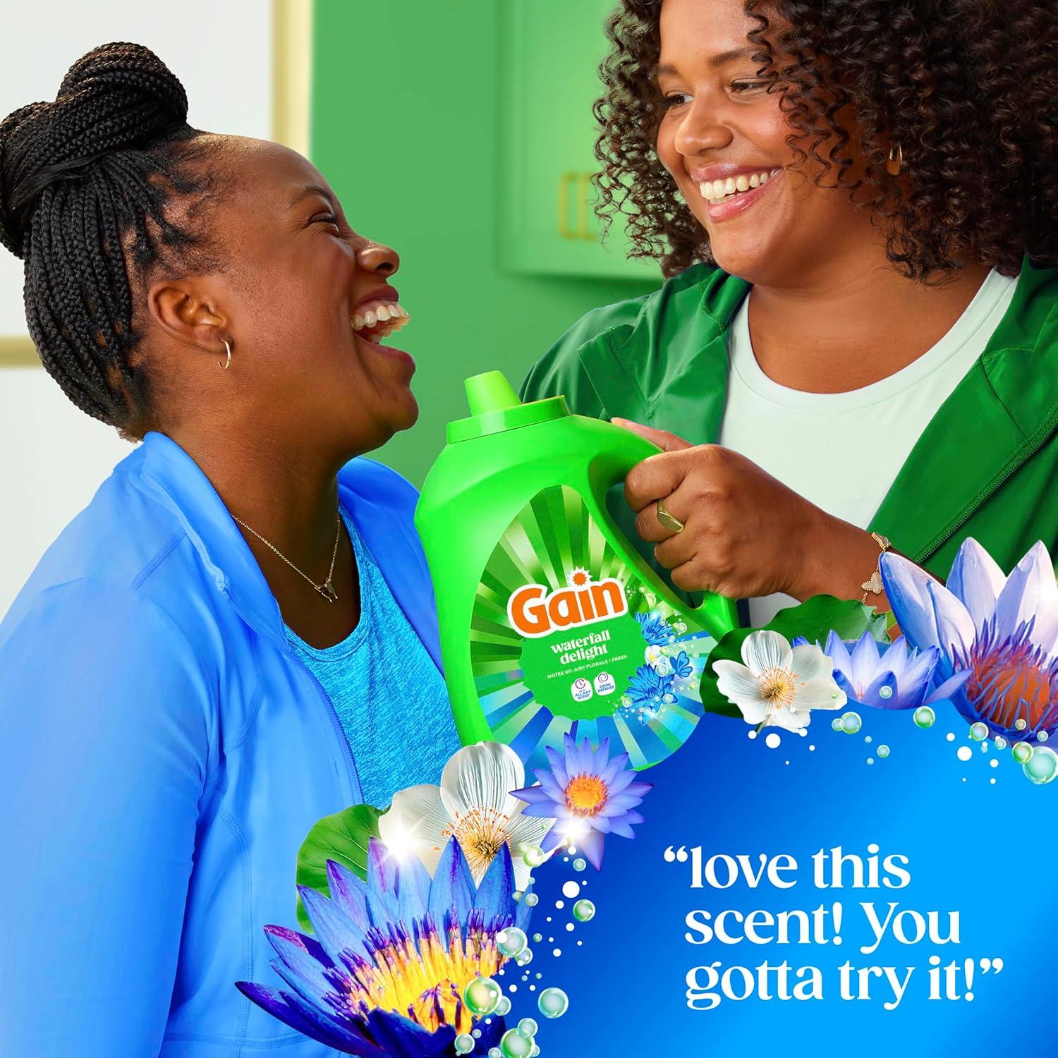 imageGain Ultra Oxi Liquid Laundry Detergent 128 loads 184 fl oz Waterfall Delight Scent 2in1 HE CompatibleWaterfall Delight