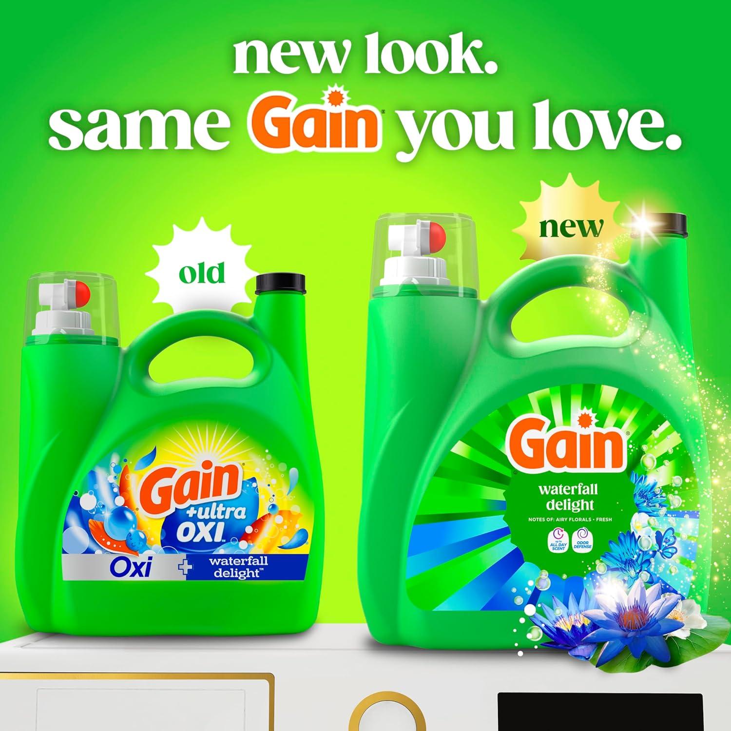 imageGain Ultra Oxi Liquid Laundry Detergent 128 loads 184 fl oz Waterfall Delight Scent 2in1 HE CompatibleWaterfall Delight