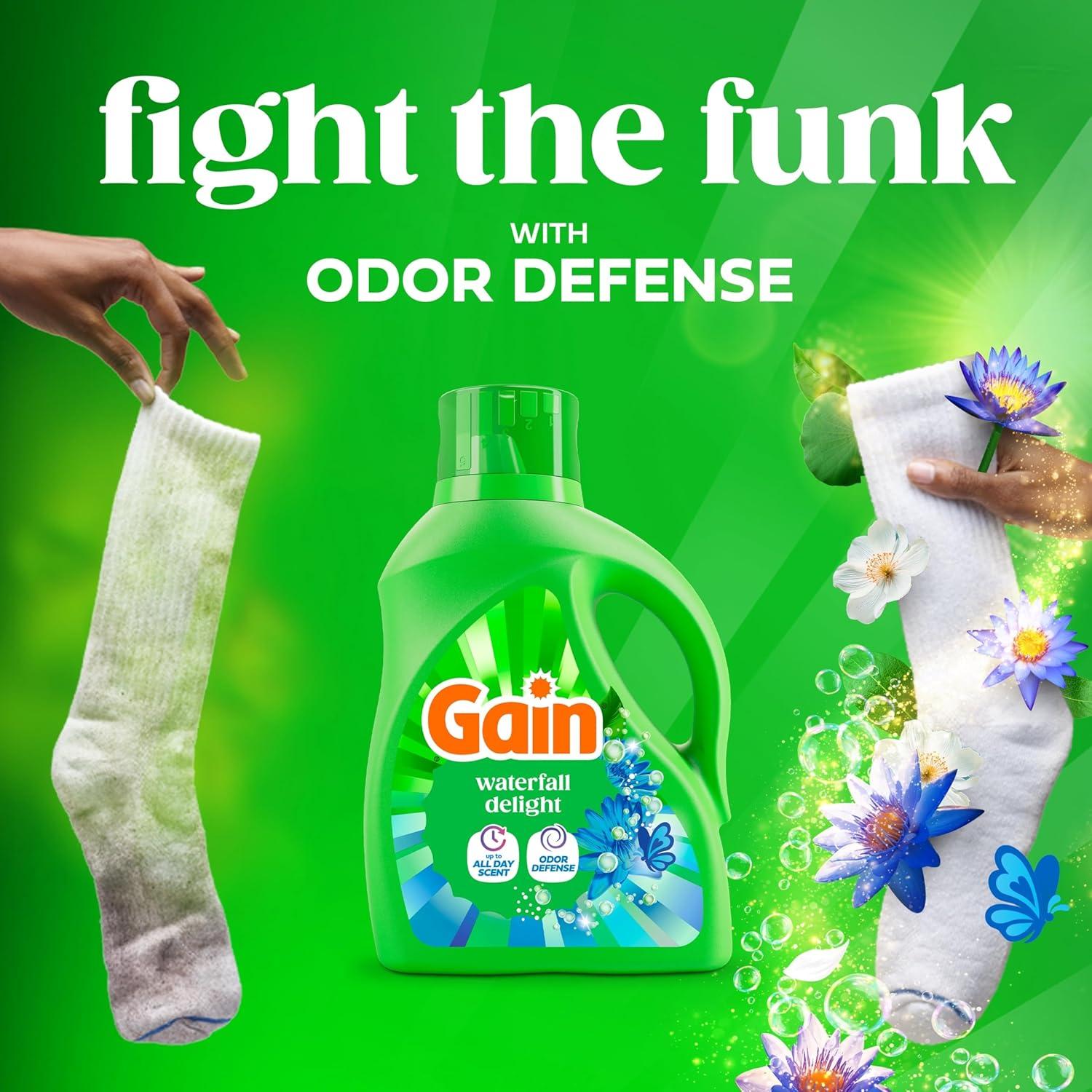imageGain Ultra Oxi Liquid Laundry Detergent 128 loads 184 fl oz Waterfall Delight Scent 2in1 HE CompatibleWaterfall Delight