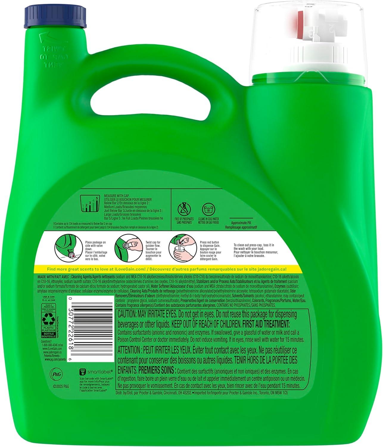 imageGain Ultra Oxi Liquid Laundry Detergent 128 loads 184 fl oz Waterfall Delight Scent 2in1 HE CompatibleWaterfall Delight