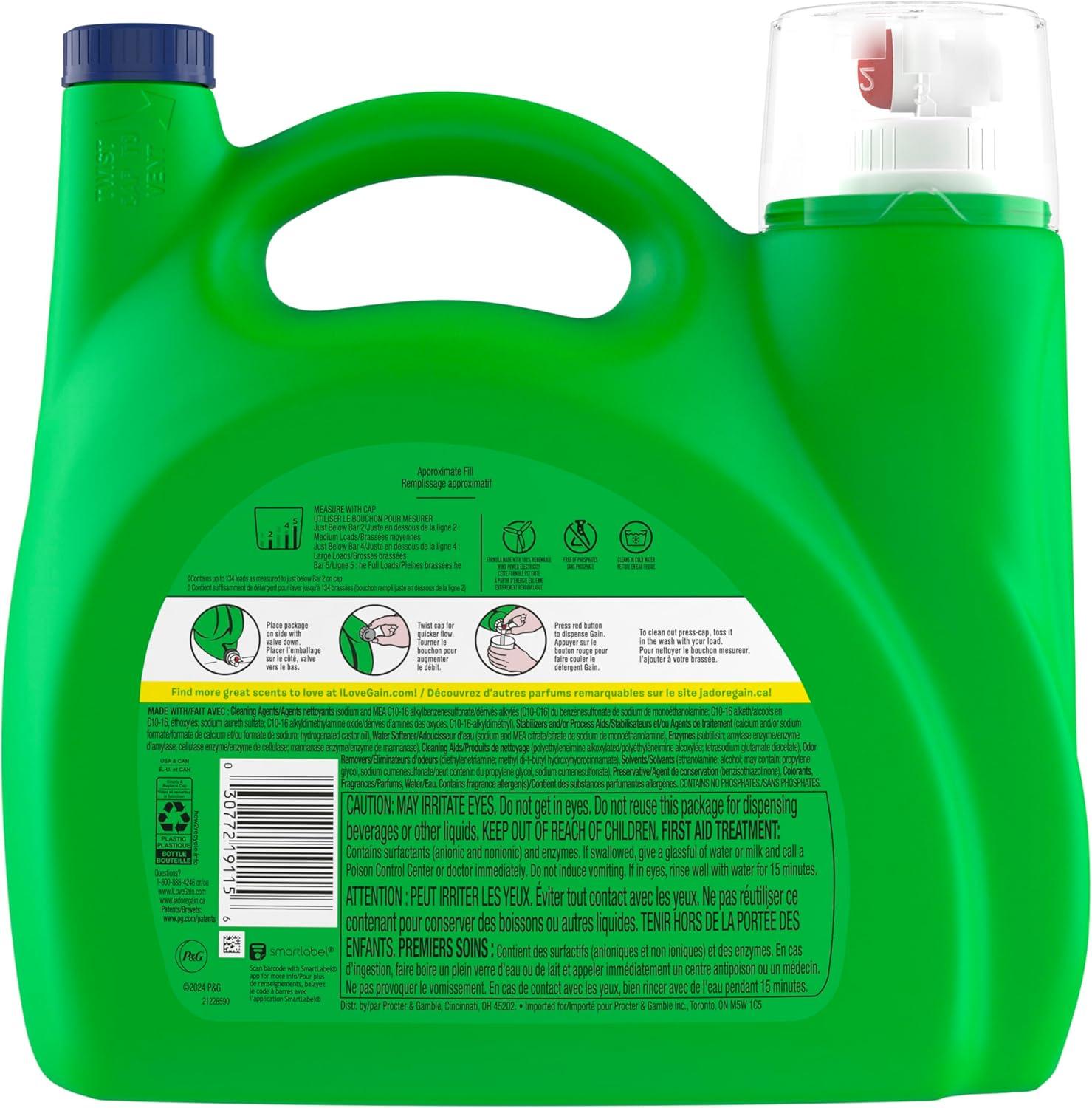 imageGain Ultra Oxi Liquid Laundry Detergent 128 loads 184 fl oz Waterfall Delight Scent 2in1 HE CompatibleWaterfall Delight
