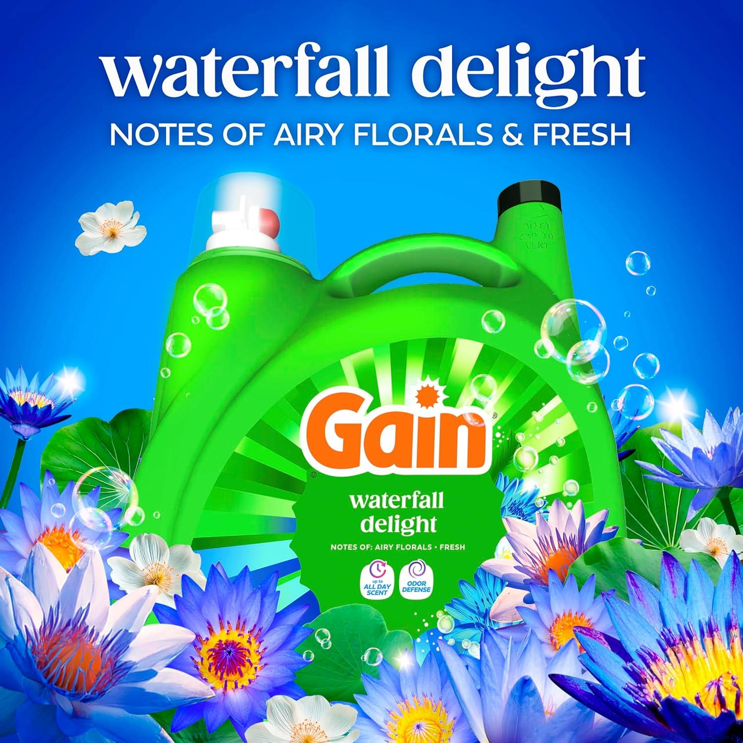 imageGain Ultra Oxi Liquid Laundry Detergent 128 loads 184 fl oz Waterfall Delight Scent 2in1 HE CompatibleWaterfall Delight
