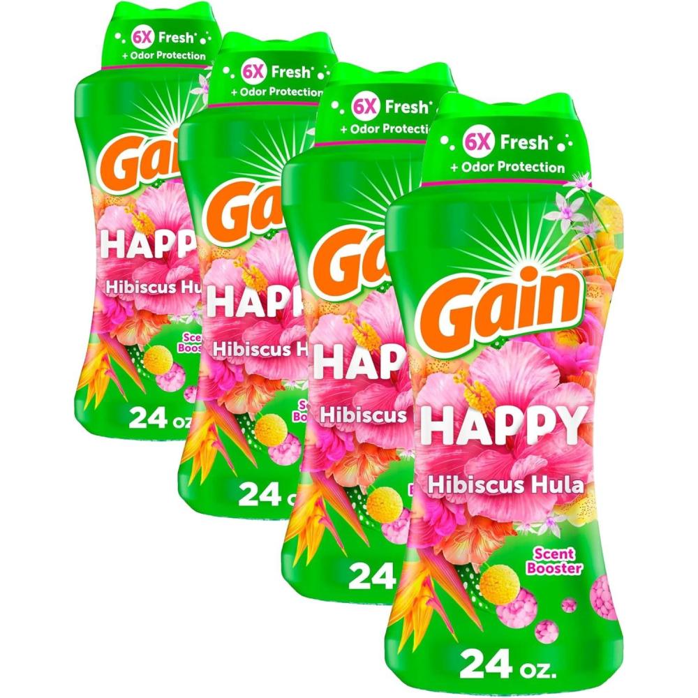 imageGain InWash Laundry Scent Booster Beads Happy 24 oz24 Ounce Pack of 4