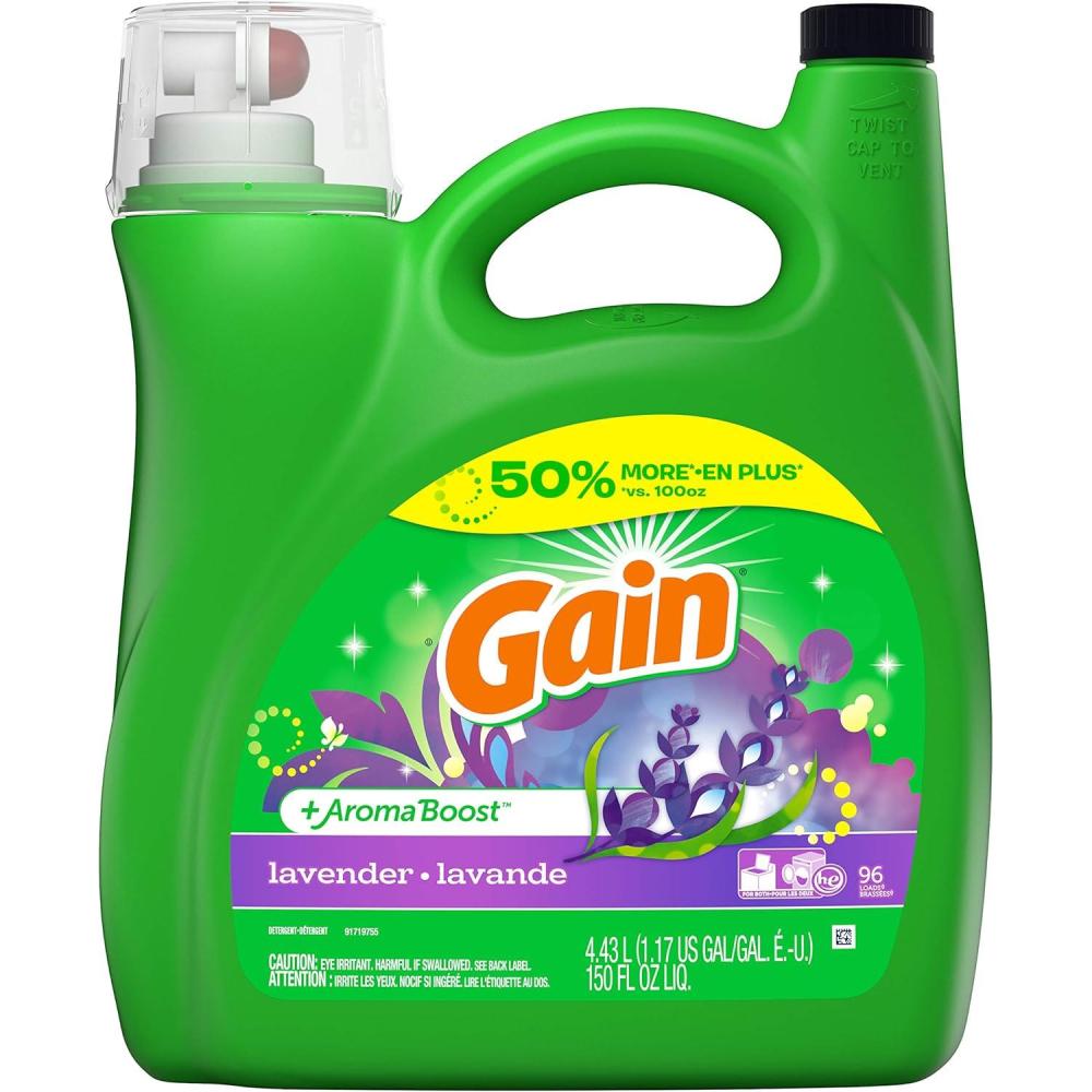 imageGain Liquid Laundry Detergent Lavender Scent 154 fl oz 107 loads HE compatible Laundry Detergent Liquid Soap150 Fl Oz Pack of 1