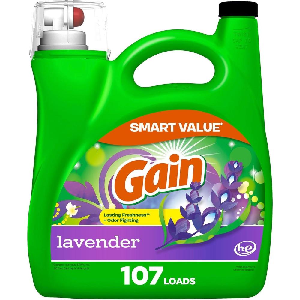 imageGain Liquid Laundry Detergent Lavender Scent 154 fl oz 107 loads HE compatible Laundry Detergent Liquid Soap154 Fl Oz Pack of 1