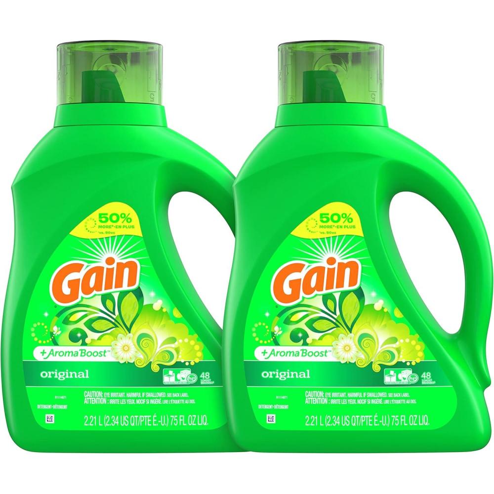 imageGain Liquid Laundry Detergent Lavender Scent 154 fl oz 107 loads HE compatible Laundry Detergent Liquid Soap75 Fl Oz Pack of 2