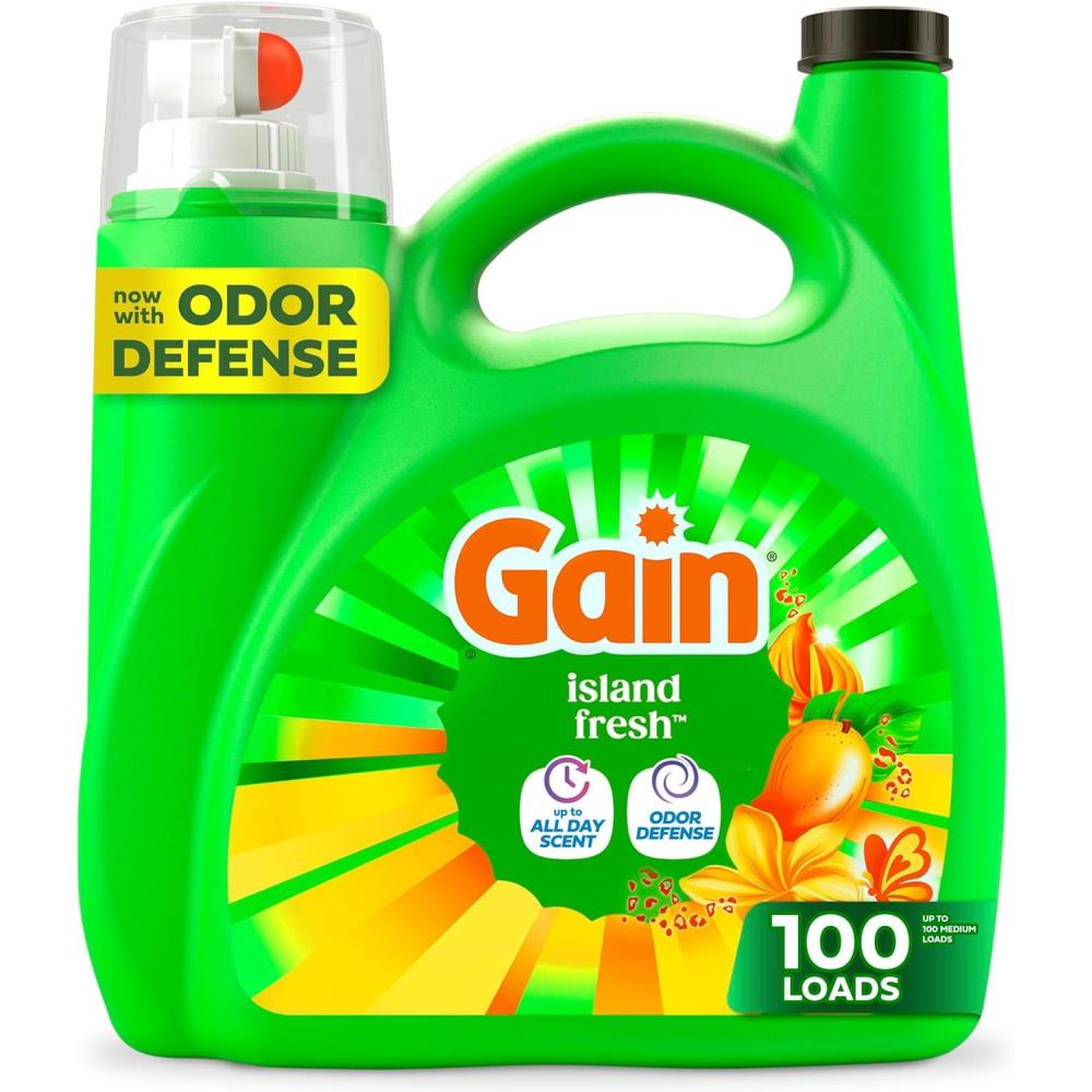 imageGain Liquid Laundry Detergent Now with Odor Defense Island Fresh Scent 132 fl oz 100 Loads Packaging May Vary