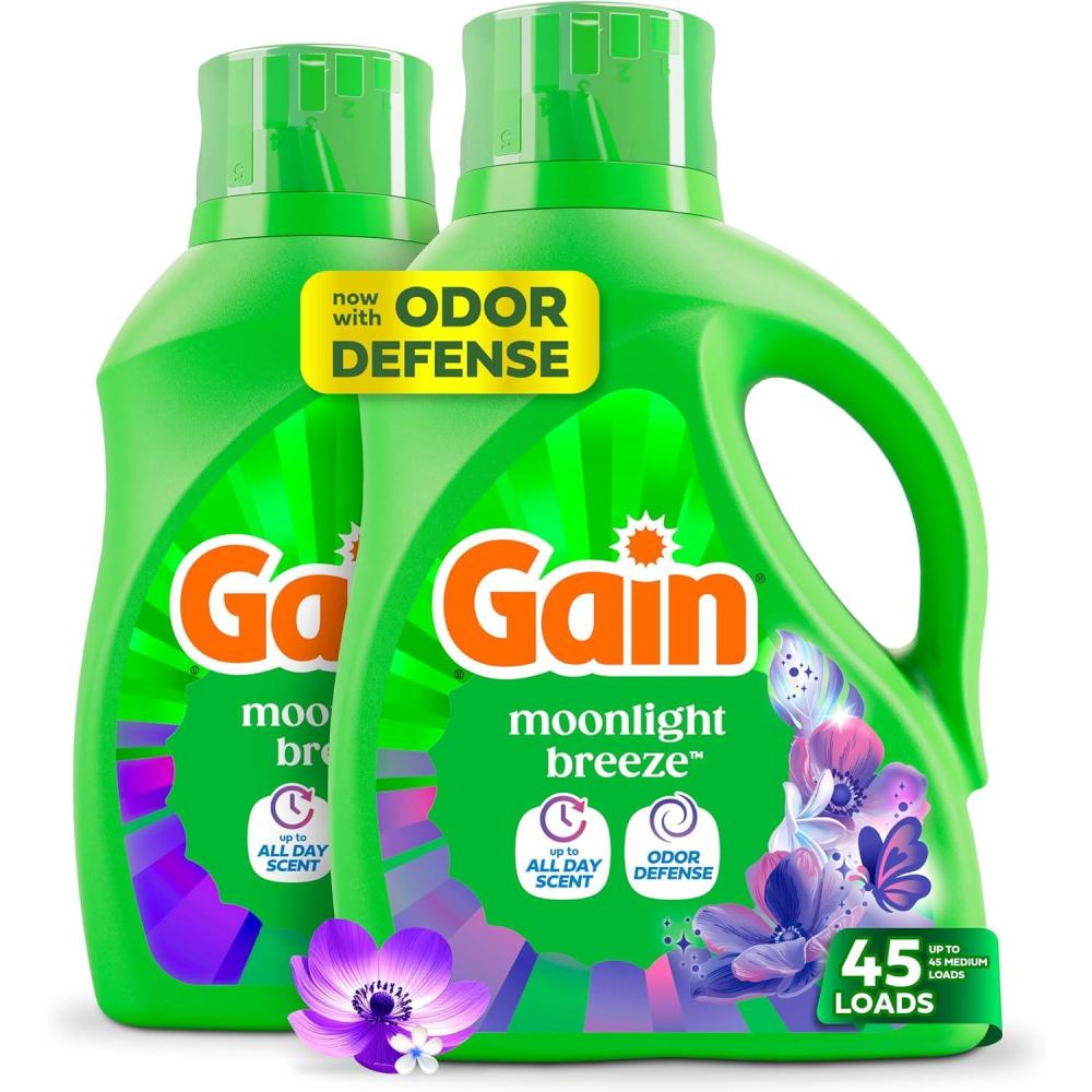 imageGain Liquid Laundry Detergent Now with Odor Defense Moonlight Breeze Scent 132 fl oz 100 Loads Packaging May VaryMoonlight Breeze