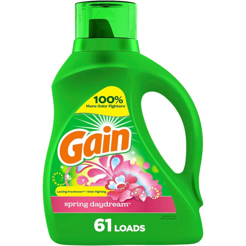 imageGain Liquid Laundry Detergent Spring Daydream Scent 154 fl oz 107 loads Freshness Odor Fighting Laundry Detergent Liquid Soap HE compatibleSpring Daydream