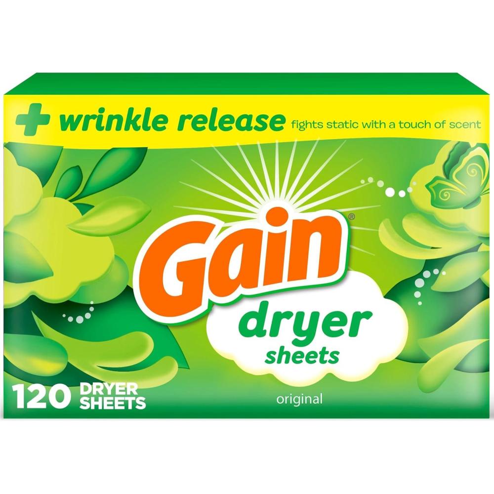 imageGain dryer sheets Plus Wrinkle Release Original Scent 120 Count Fights static with a touch of scent laundry sheetsOriginal