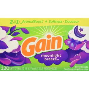 Gain Dryer Sheets, Moonlight Breeze, 120 Count (Pack of 6)