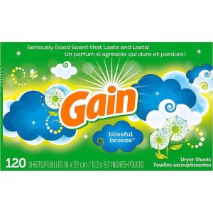 Gain Fabric Softener Dryer Sheets, Original, 120 Count(Blissful Breeze)