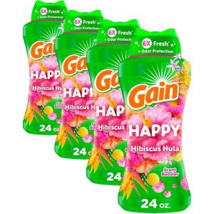 Gain In-Wash Laundry Scent Booster Beads, Happy, 24 oz(24 Ounce (Pack of 4))