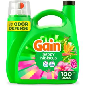 Gain Liquid Laundry Detergent with Odor Defense + All Day Freshness, Happy Hibiscus Scent, 132 fl oz, 100 Loads (Packaging May Vary)