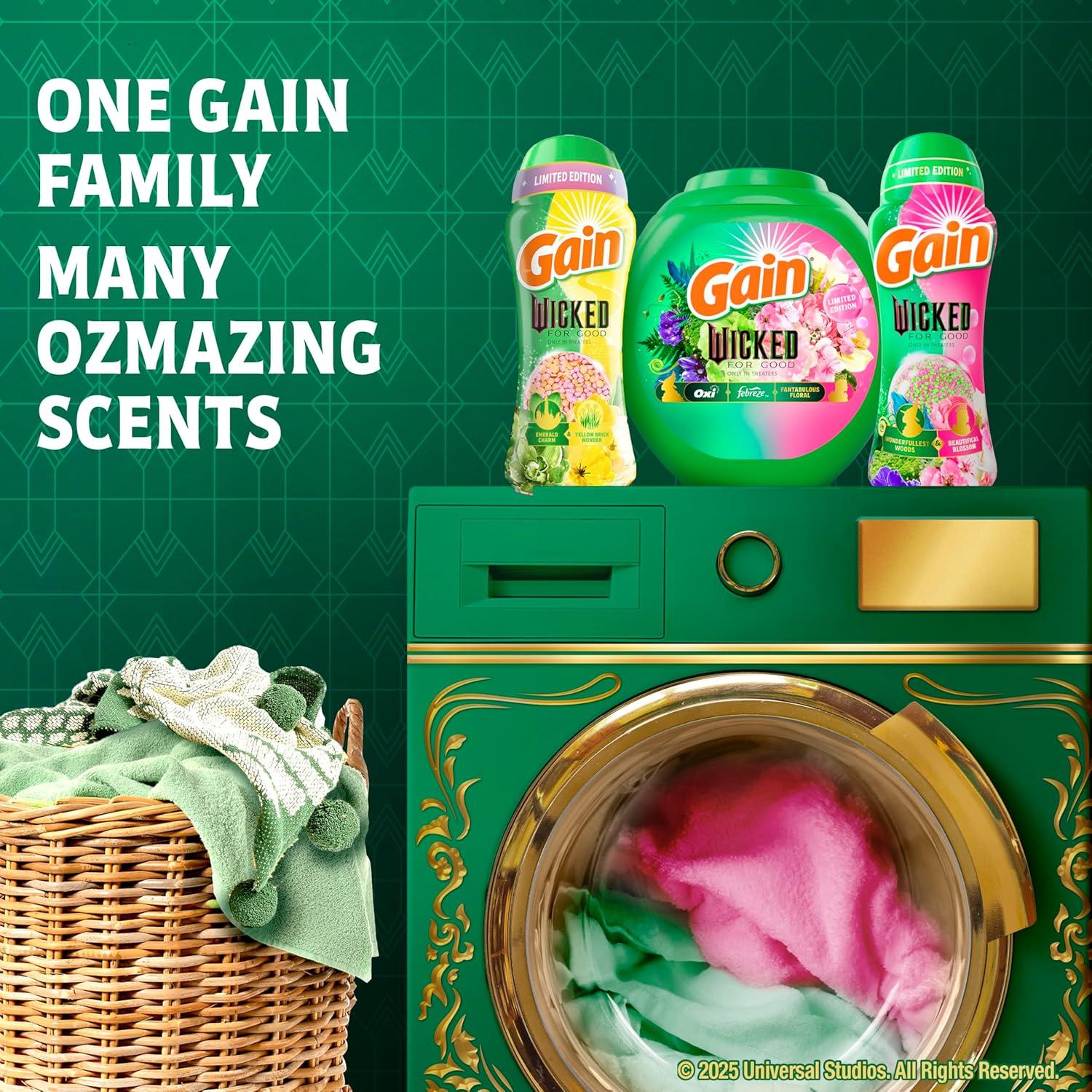 imageGain Flings Wicked For Good Limited Edition Laundry Detergent Pacs 42 Count Fantabulous Floral Scent 3 in 1 HE Detergent Pacs with Oxi Boost and Febreeze
