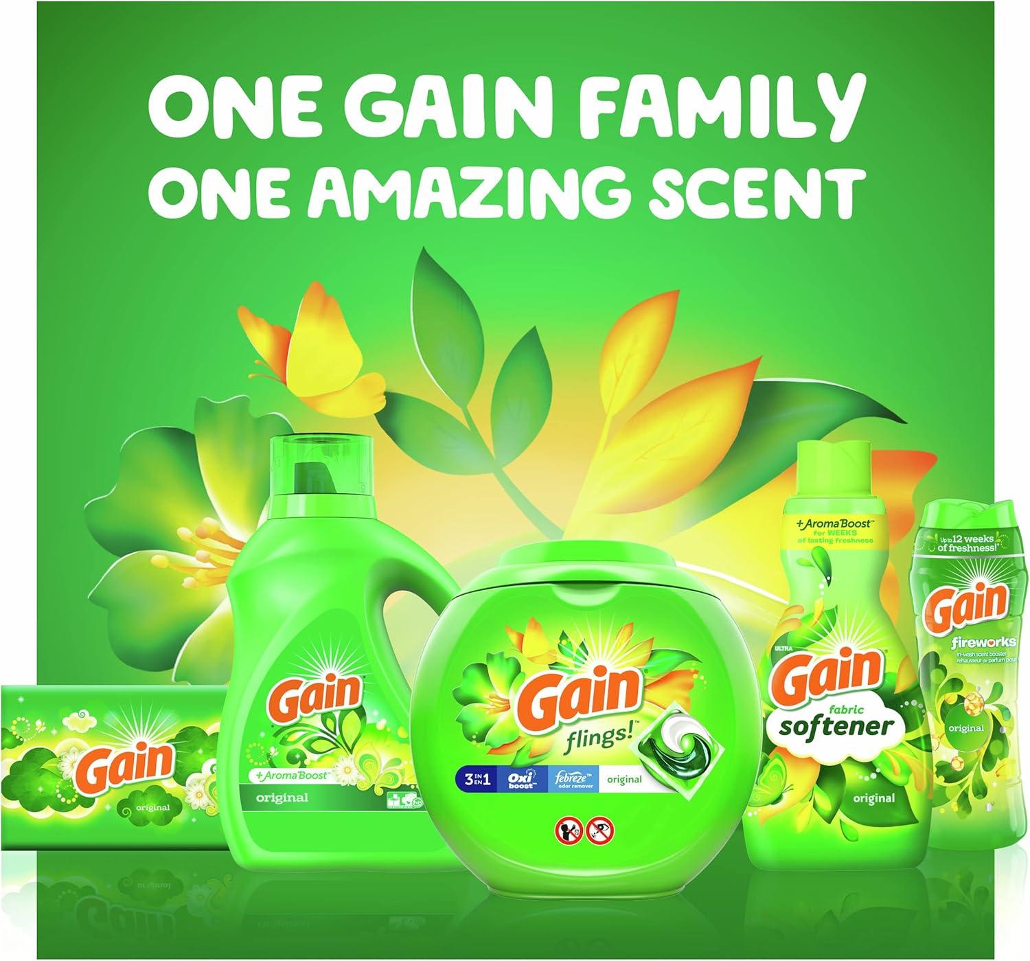 imageGain Laundry Bundle Gain Flings Laundry Detergent Pacs 2x35ct Dryer Sheets 2x34ct Fireworks Laundry Scent Booster Beads 148oz140 Piece Set
